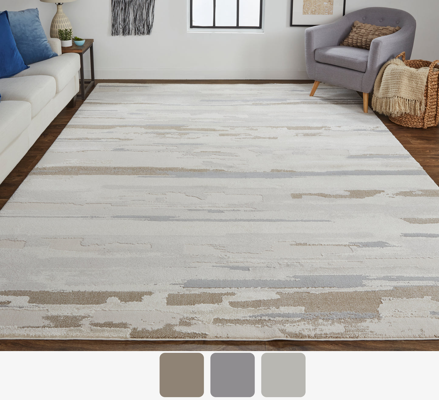 Vancouver Modern/Industrial Ivory/Tan/Brown Runner  Feizy Rugs Small Parcel,Feizy Rugs,Vancouver,Ivory/Tan/Brown,2'10" x 7'10",Runner,Polypropylene/Polyester,Modern/Industrial,Turkey