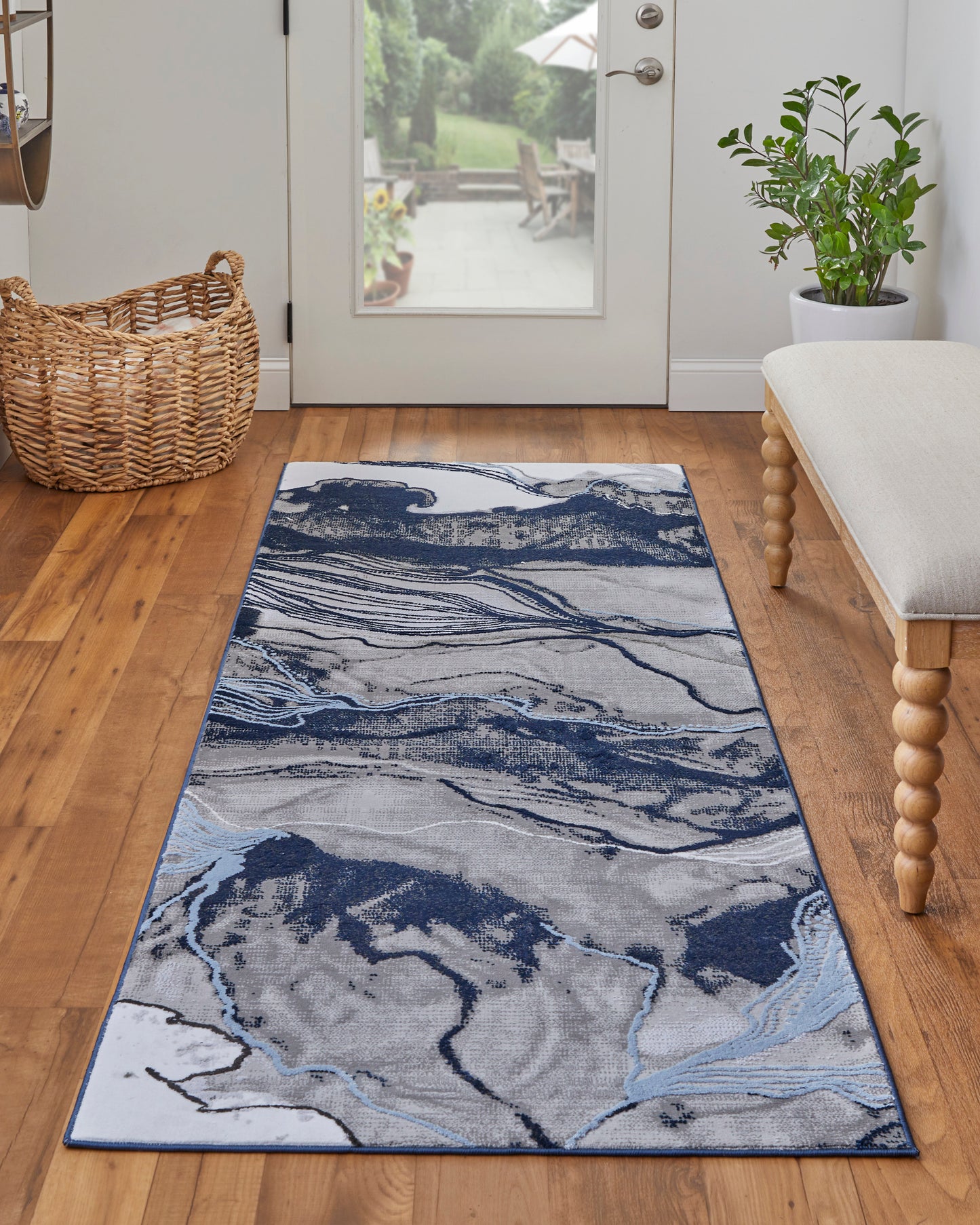 Gaspar Modern/Industrial/Casual Blue/Gray/Ivory Runner  Feizy Rugs Small Parcel,Feizy Rugs,Gaspar,Blue/Gray/Ivory,2'10" x 8',Runner,Polypropylene/Polyester,Modern/Industrial/Casual,Turkey