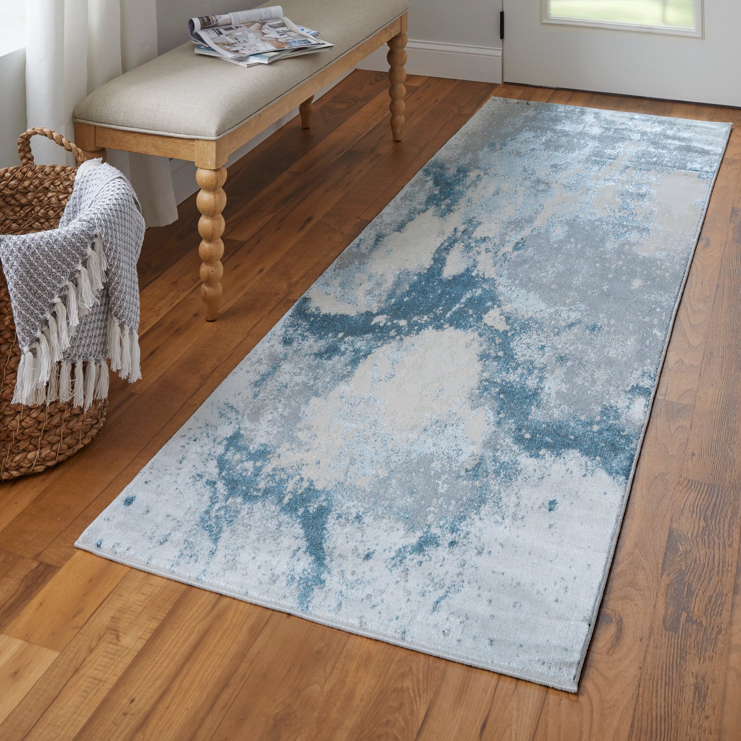 Astra Transitional/Industrial/Casual Blue/Gray Runner  Feizy Rugs Small Parcel,Feizy Rugs,Astra,Blue/Gray,2'10" x 7'10",Runner,Polyester/Polypropylene,Transitional/Industrial/Casual,Turkey