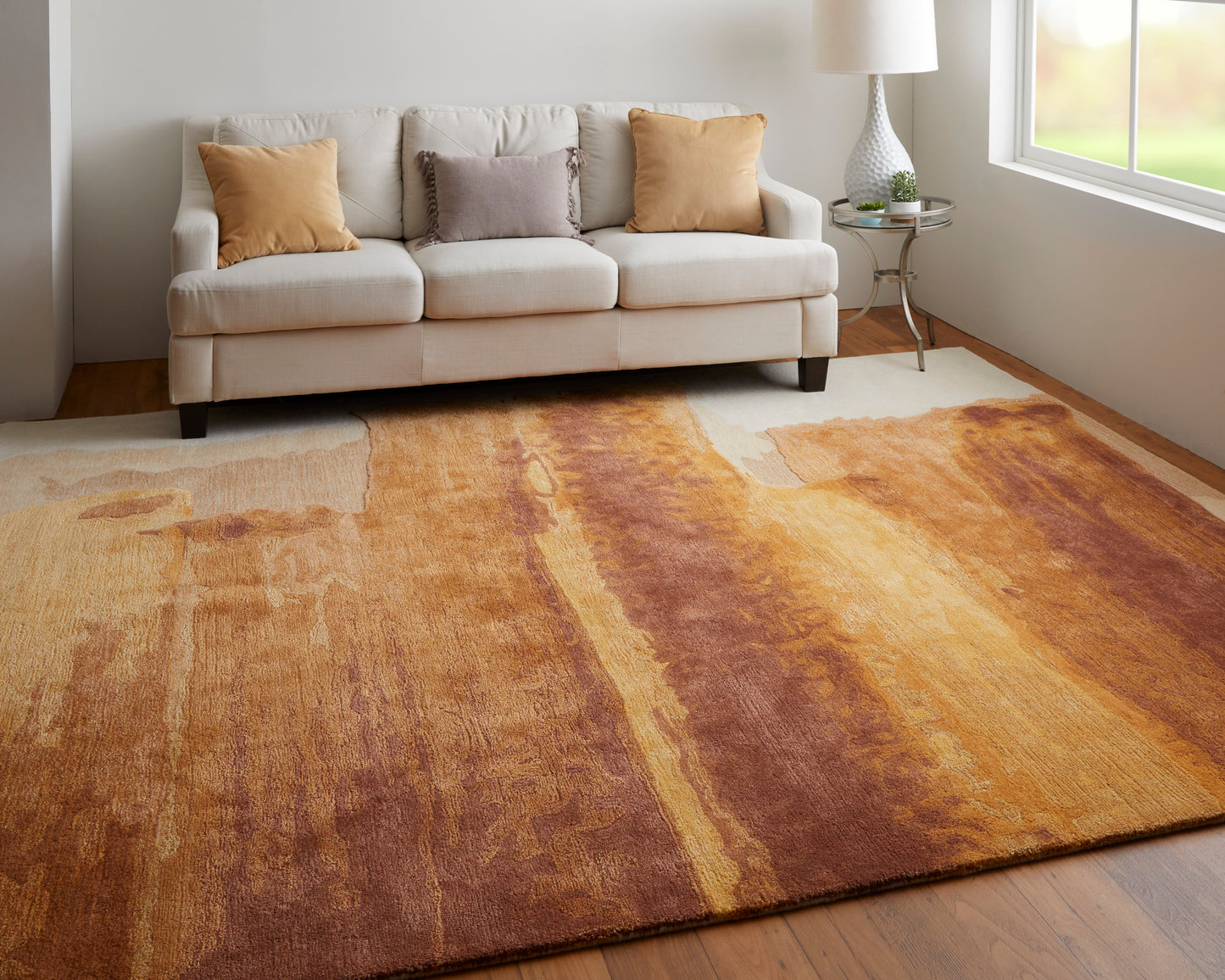 Anya Transitional/Industrial/Casual Red/Orange/Ivory Area Rug