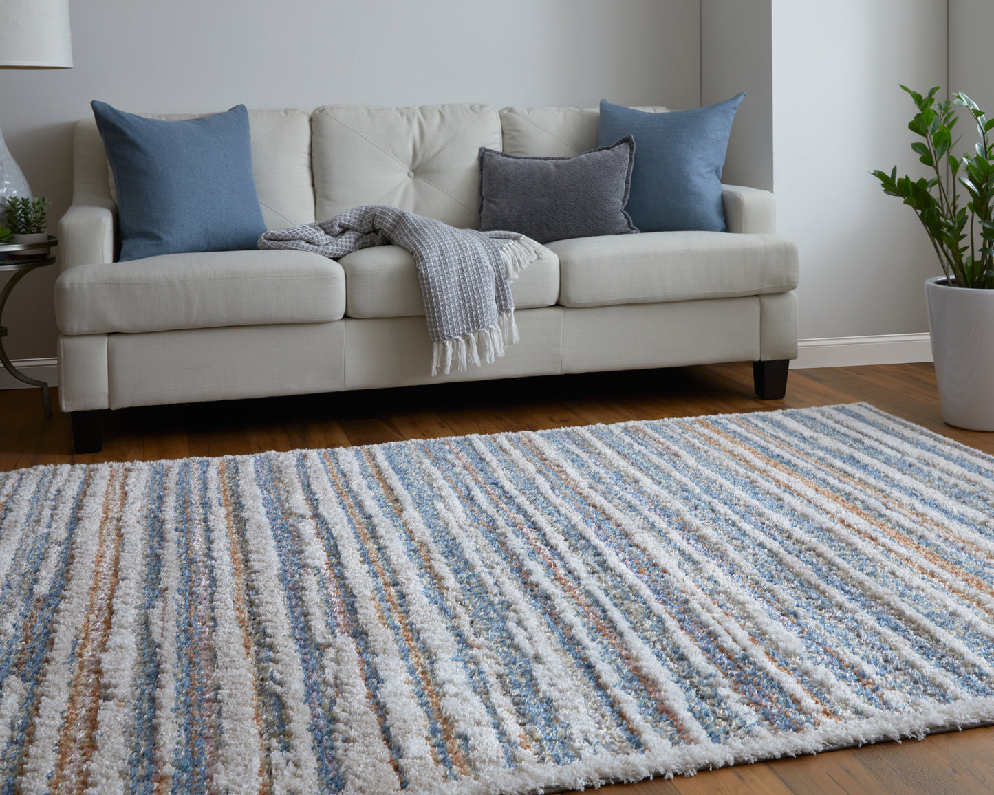 Mynka Transitional/Casual Ivory/Blue/Orange Runner  Feizy Rugs Small Parcel,Feizy Rugs,Mynka,Ivory/Blue/Orange,2'6" x 8',Runner,Polyester,Transitional/Casual,Turkey