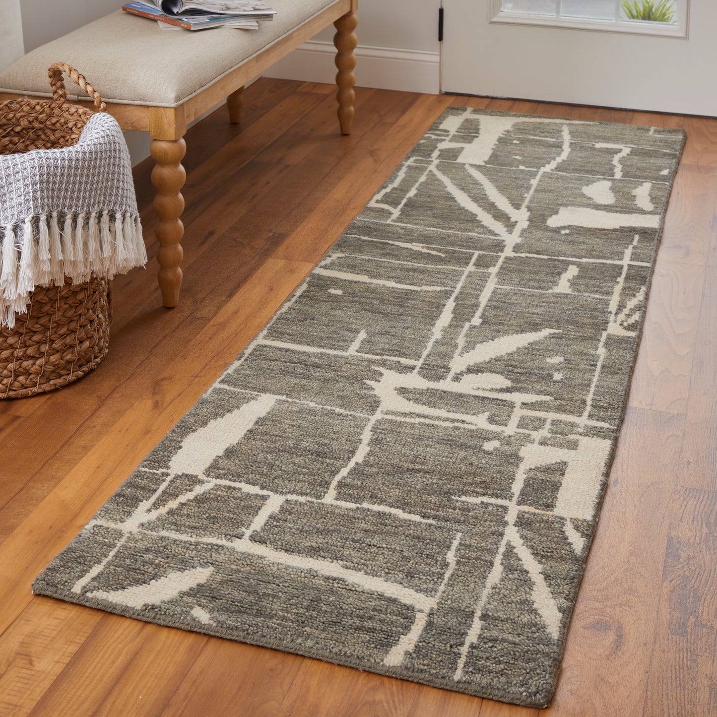 Sutton Transitional/Industrial/Casual Taupe/Ivory Runner  Feizy Rugs Small Parcel,Feizy Rugs,Sutton,Taupe/Ivory,2'6" x 8',Runner,Wool,Transitional/Industrial/Casual,India