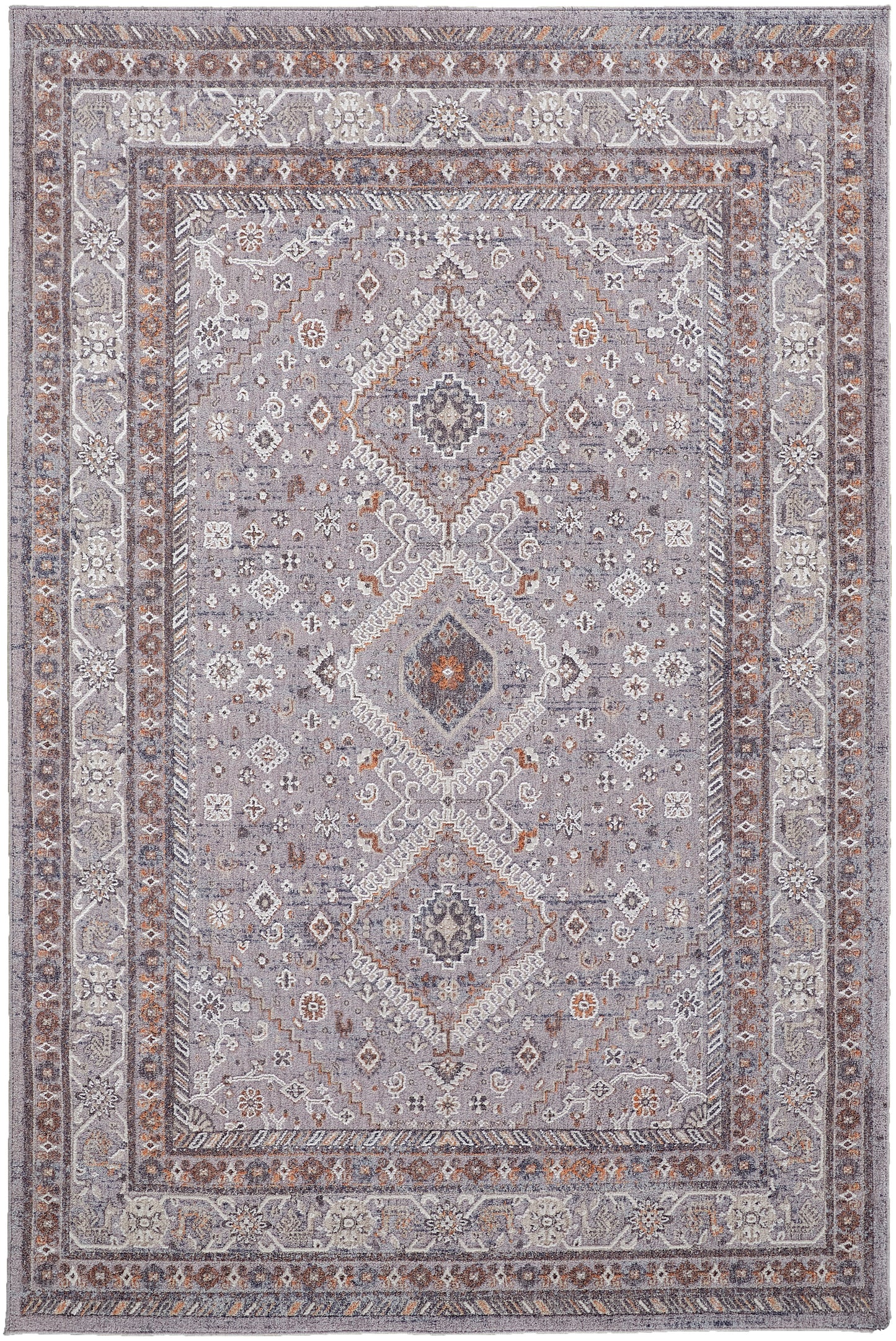 Francisco Transitional/Southwestern/Classic Gray/Orange/Ivory Area Rug