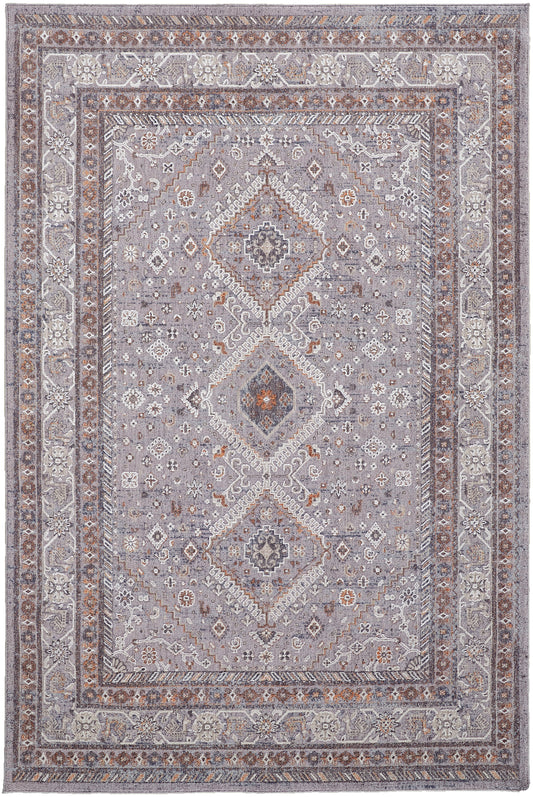 Francisco Transitional/Southwestern/Classic Gray/Orange/Ivory Area Rug