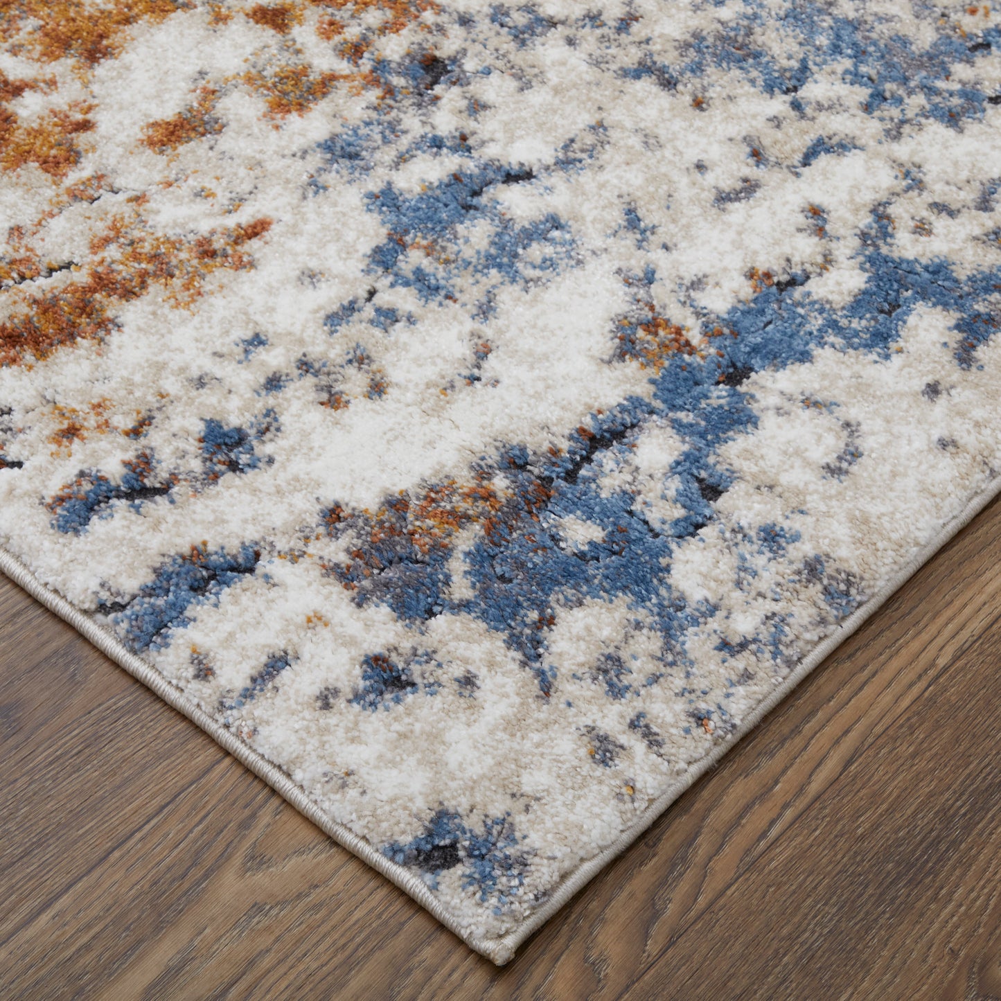 Gilmore Modern/Bohemian & Eclectic/Casual Ivory/Blue/Orange Accent Rug  Feizy Rugs Small Parcel,Feizy Rugs,Gilmore,Ivory/Blue/Orange,2' x 3',Accent Rug,Polypropylene,Modern/Bohemian & Eclectic/Casual,Turkey