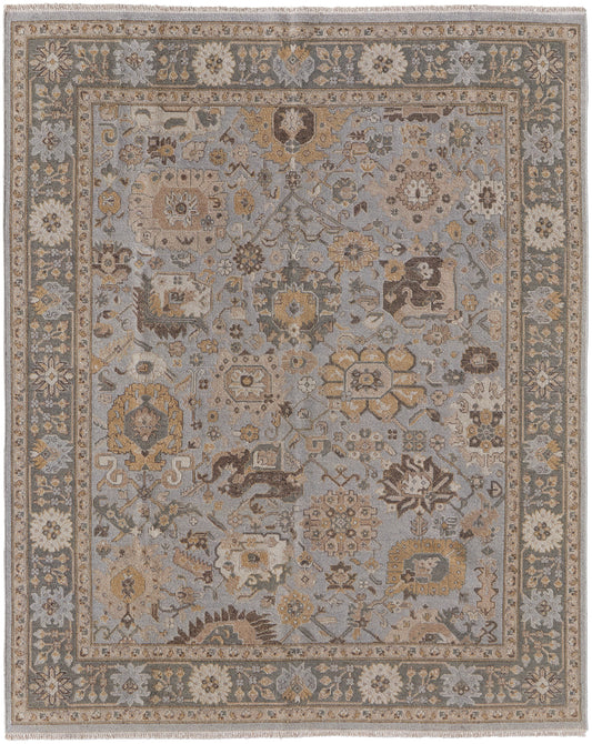 Corbitt Traditional/Classic Blue/Gold/Gray Area Rug