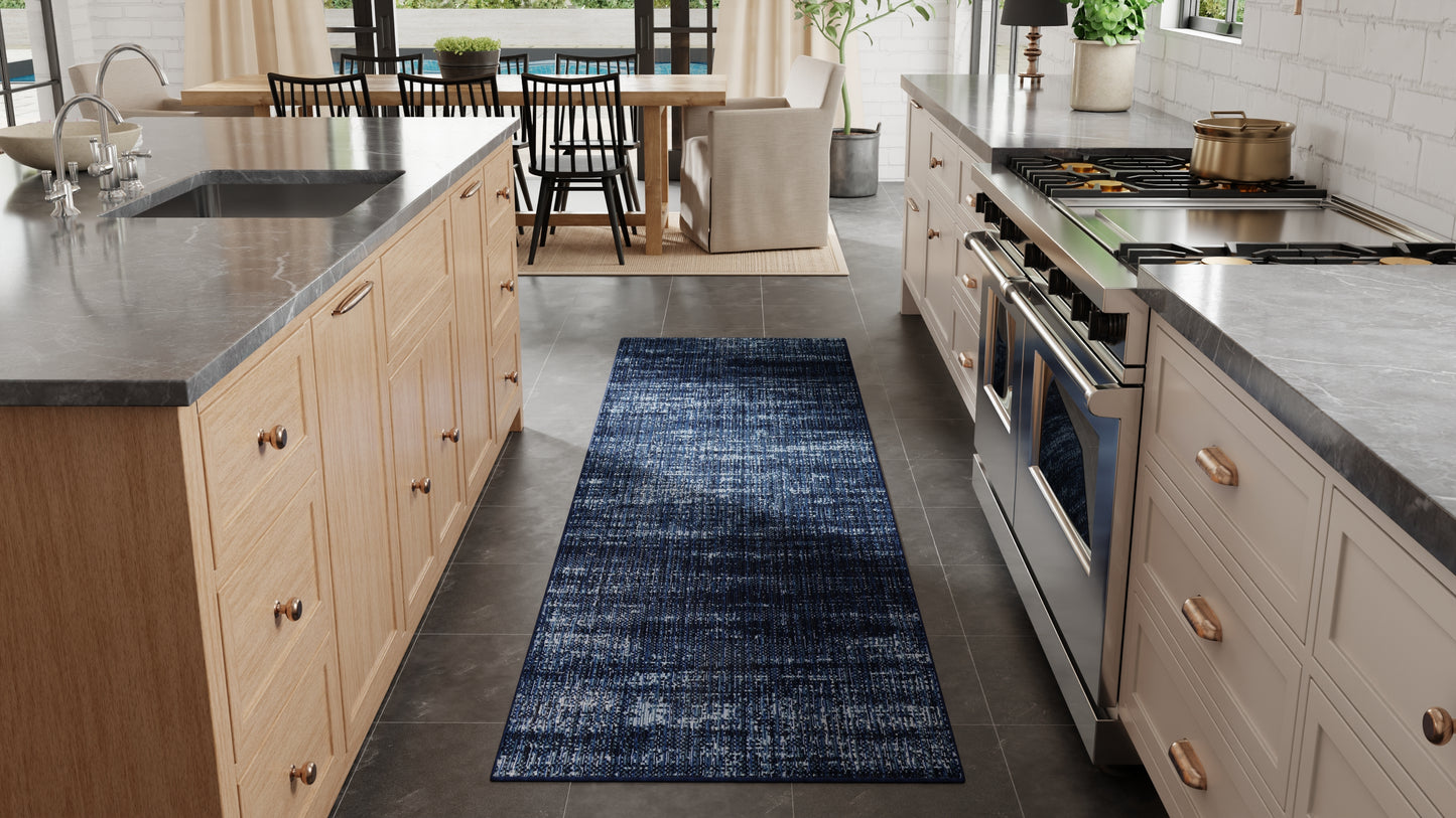 Deja Modern/Casual Blue/Black Runner  Feizy Rugs Small Parcel,Feizy Rugs,Deja,Blue/Black,2'6" x 7'3",Runner,Polypropylene/Polyester,Modern/Casual,Turkey