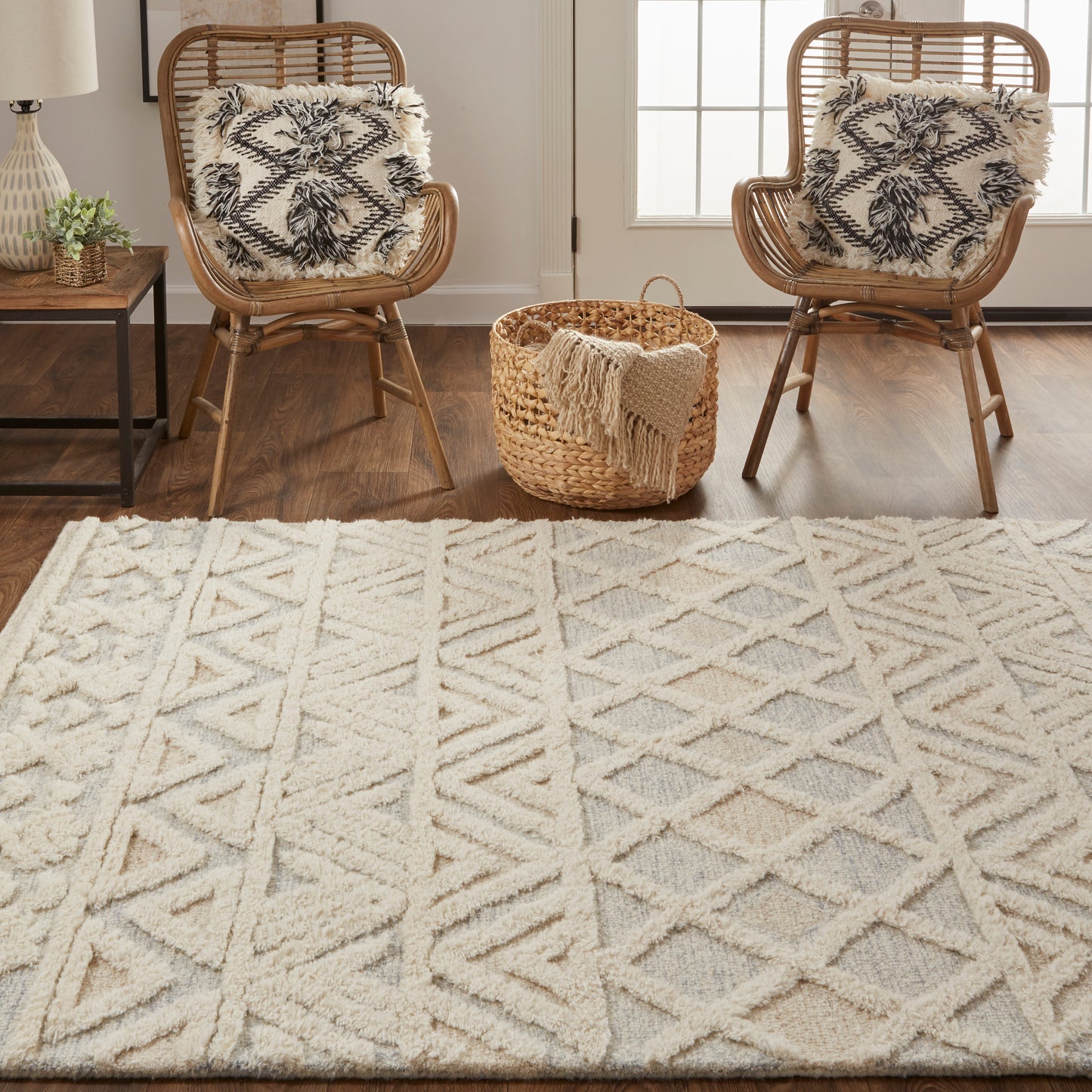 Anica Traditional/Moroccan/Natural Ivory/Blue/Tan Accent Rug