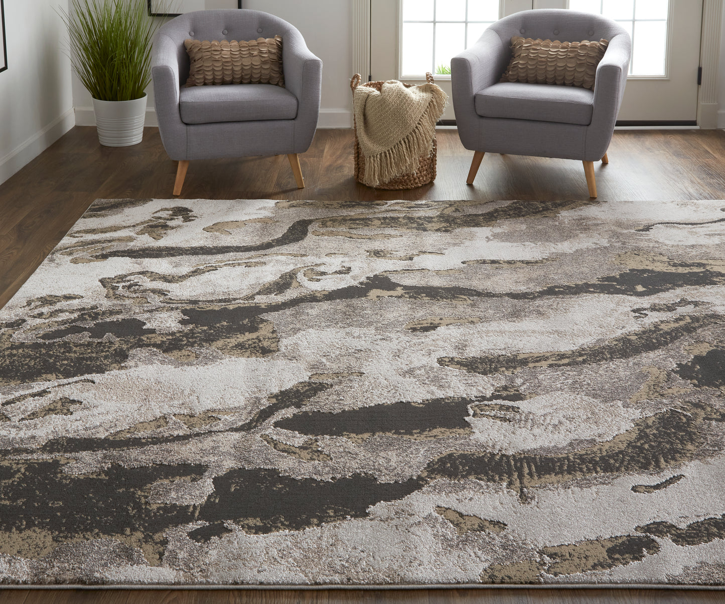 Vancouver Modern/Bohemian & Eclectic Ivory/Brown/Taupe Runner  Feizy Rugs Small Parcel,Feizy Rugs,Vancouver,Ivory/Brown/Taupe,2'10" x 7'10",Runner,Polypropylene/Polyester,Modern/Bohemian & Eclectic,Turkey