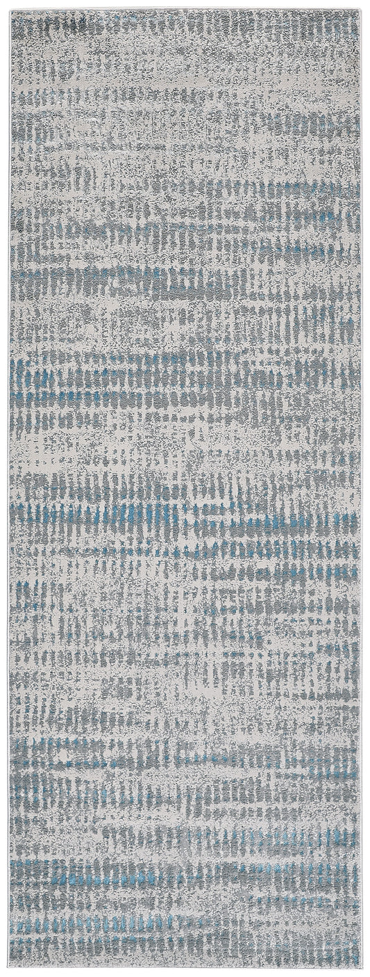 Azure Modern/Casual/Industrial Blue/Gray/Ivory Runner  Feizy Rugs Small Parcel,Feizy Rugs,Azure,Blue/Gray/Ivory,2'10" x 7'10",Runner,Polyester/Polypropylene,Modern/Casual/Industrial,Turkey