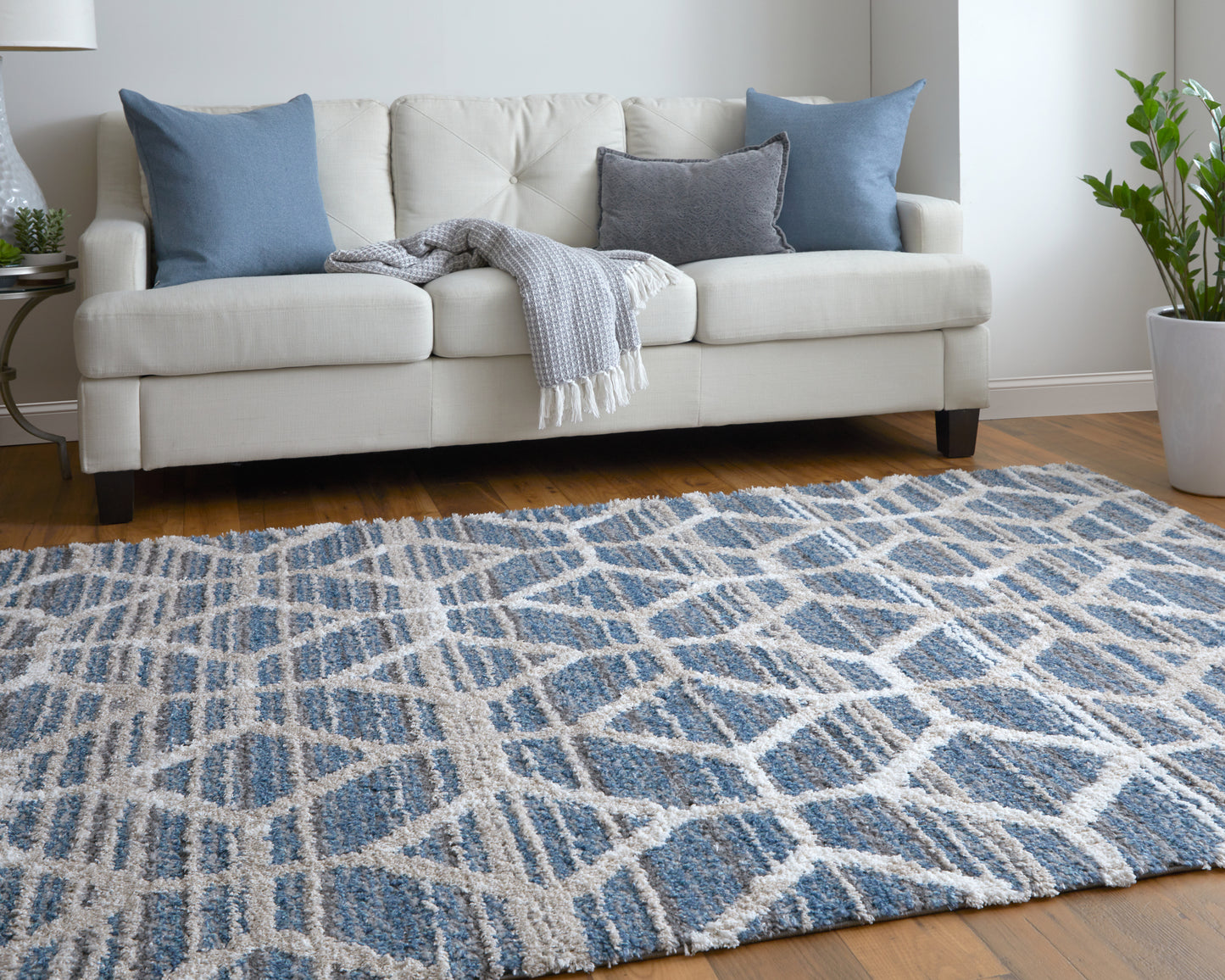 Mynka Transitional/Bohemian & Eclectic/Farmhouse Blue/Ivory Runner  Feizy Rugs Small Parcel,Feizy Rugs,Mynka,Blue/Ivory,2'6" x 8',Runner,Polyester,Transitional/Bohemian & Eclectic/Farmhouse,Turkey