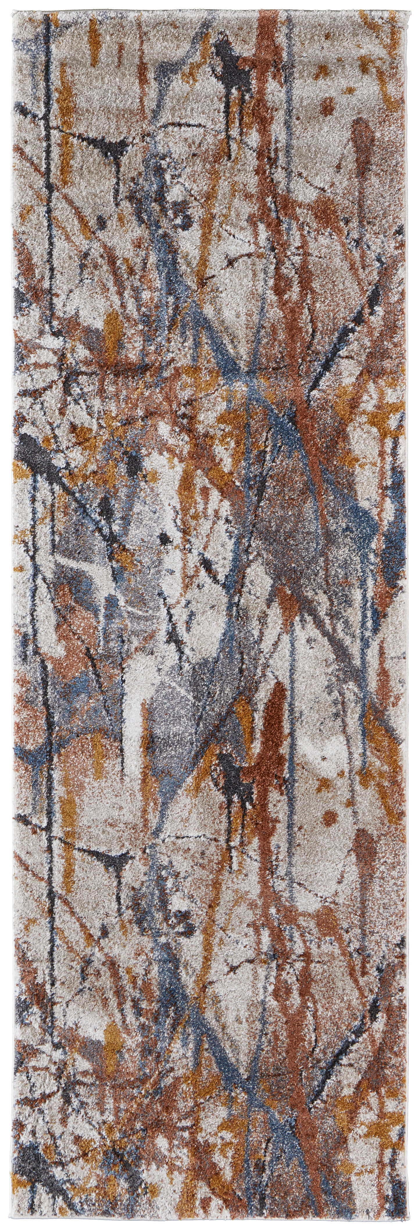 Gilmore Modern/Bohemian & Eclectic Blue/Orange/Gray Runner  Feizy Rugs Small Parcel,Feizy Rugs,Gilmore,Blue/Orange/Gray,2'6" x 8',Runner,Polypropylene,Modern/Bohemian & Eclectic,Turkey