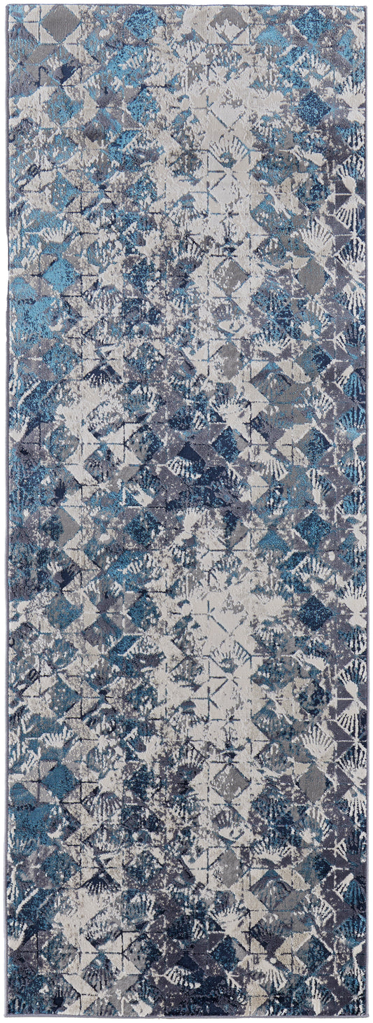 Indio Modern/Bohemian & Eclectic/Farmhouse Blue/Ivory/Gray Runner  Feizy Rugs Small Parcel,Feizy Rugs,Indio,Blue/Ivory/Gray,2'10" x 7'10",Runner,Polyester/Polypropylene,Modern/Bohemian & Eclectic/Farmhouse,Turkey