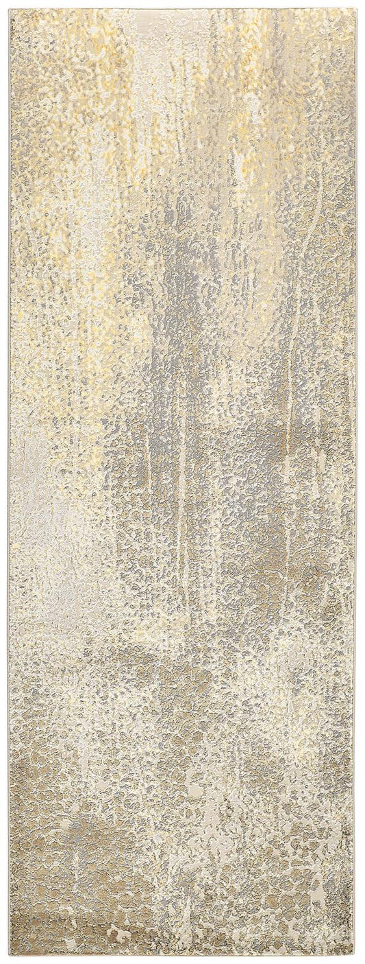 Aura Modern/Industrial/Casual Ivory/Gray/Gold Runner  Feizy Rugs Small Parcel,Feizy Rugs,Aura,Ivory/Gray/Gold,2'10" x 7'10",Runner,Polyester/Polypropylene,Modern/Industrial/Casual,Turkey