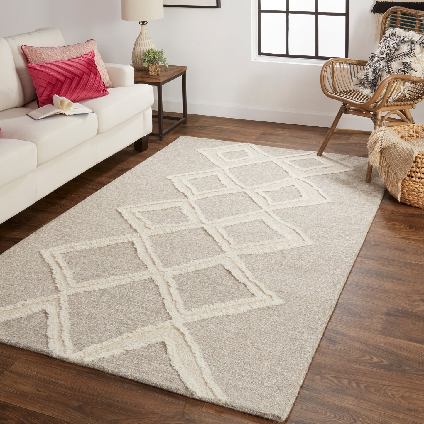 Anica Transitional/Bohemian & Eclectic/Natural Gray/Ivory Accent Rug