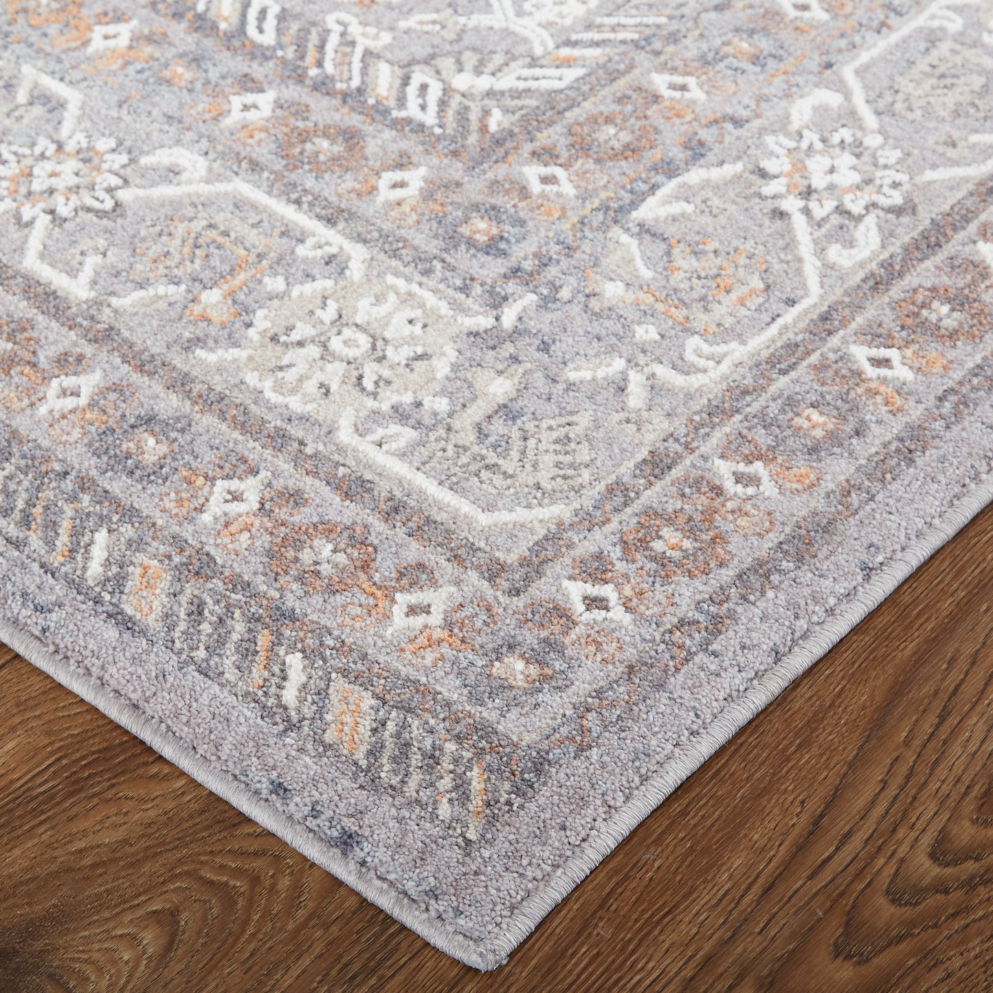 Francisco Transitional/Southwestern/Classic Gray/Orange/Ivory Runner  Feizy Rugs Small Parcel,Feizy Rugs,Francisco,Gray/Orange/Ivory,2'10" x 8',Runner,Polyester/Polypropylene,Transitional/Southwestern/Classic,Turkey