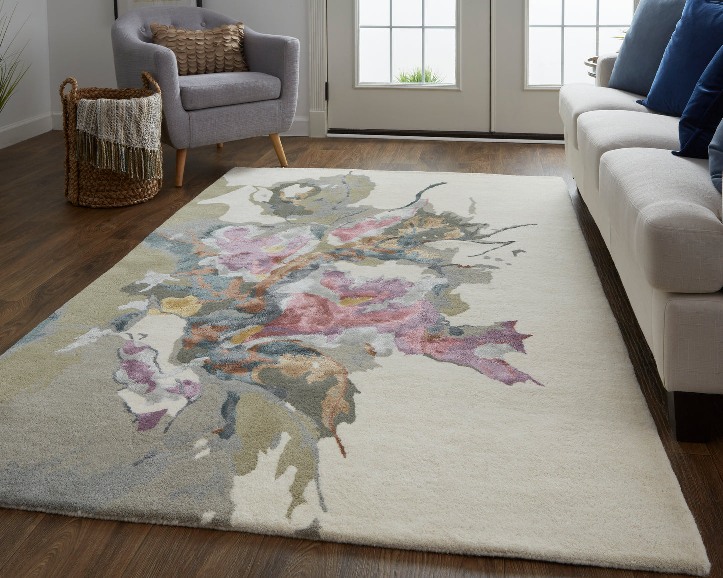 Dafney Transitional/Casual Purple/Pink/Green Area Rug