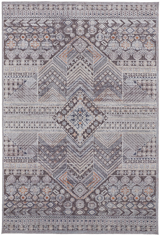 Francisco Transitional/Southwestern/Mid-Century Modern Ivory/Gray Accent Rug  Feizy Rugs Small Parcel,Feizy Rugs,Francisco,Ivory/Gray,1'8" x 2'10",Accent Rug,Polyester/Polypropylene,Transitional/Southwestern/Mid-Century Modern,Turkey