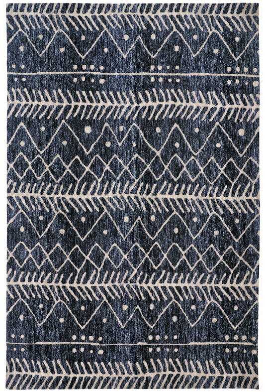 Colton Modern/Moroccan/Bohemian & Eclectic Blue/Ivory Accent Rug