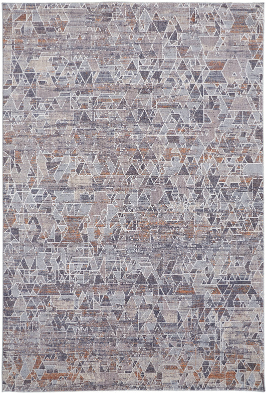 Francisco Transitional/Moroccan/Southwestern Gray/Blue/Orange Area Rug  Feizy Rugs Small Parcel,Feizy Rugs,Francisco,Gray/Blue/Orange,5' x 8',Area Rug,Polyester/Polypropylene,Transitional/Moroccan/Southwestern,Turkey