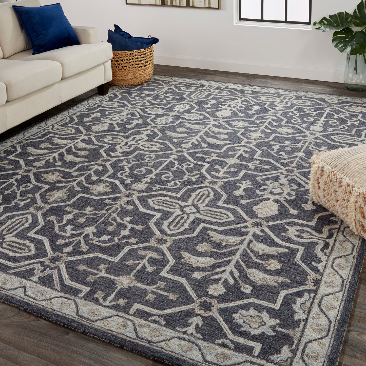 Fallon Traditional/Classic Blue/Gray Accent Rug  Feizy Rugs Small Parcel,Feizy Rugs,Fallon,Blue/Gray,2' x 3',Accent Rug,Wool,Traditional/Classic,India