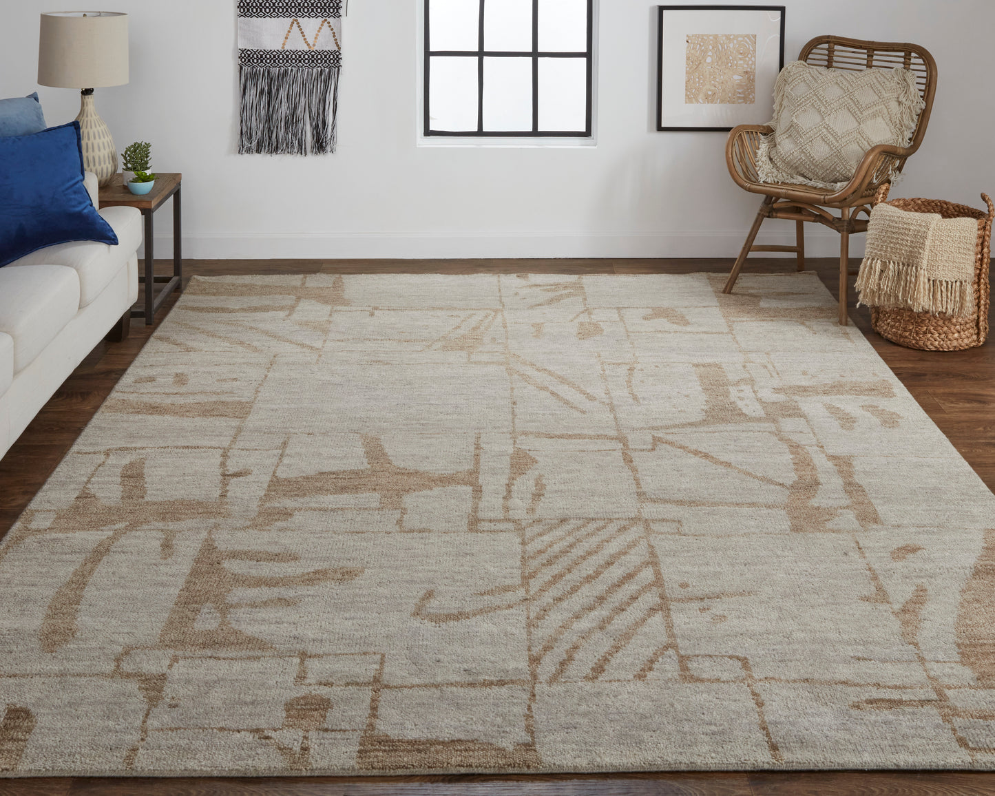 Sutton Transitional/Industrial/Casual Tan/Orange Accent Rug  Feizy Rugs Small Parcel,Feizy Rugs,Sutton,Tan/Orange,2' x 3',Accent Rug,Wool,Transitional/Industrial/Casual,India