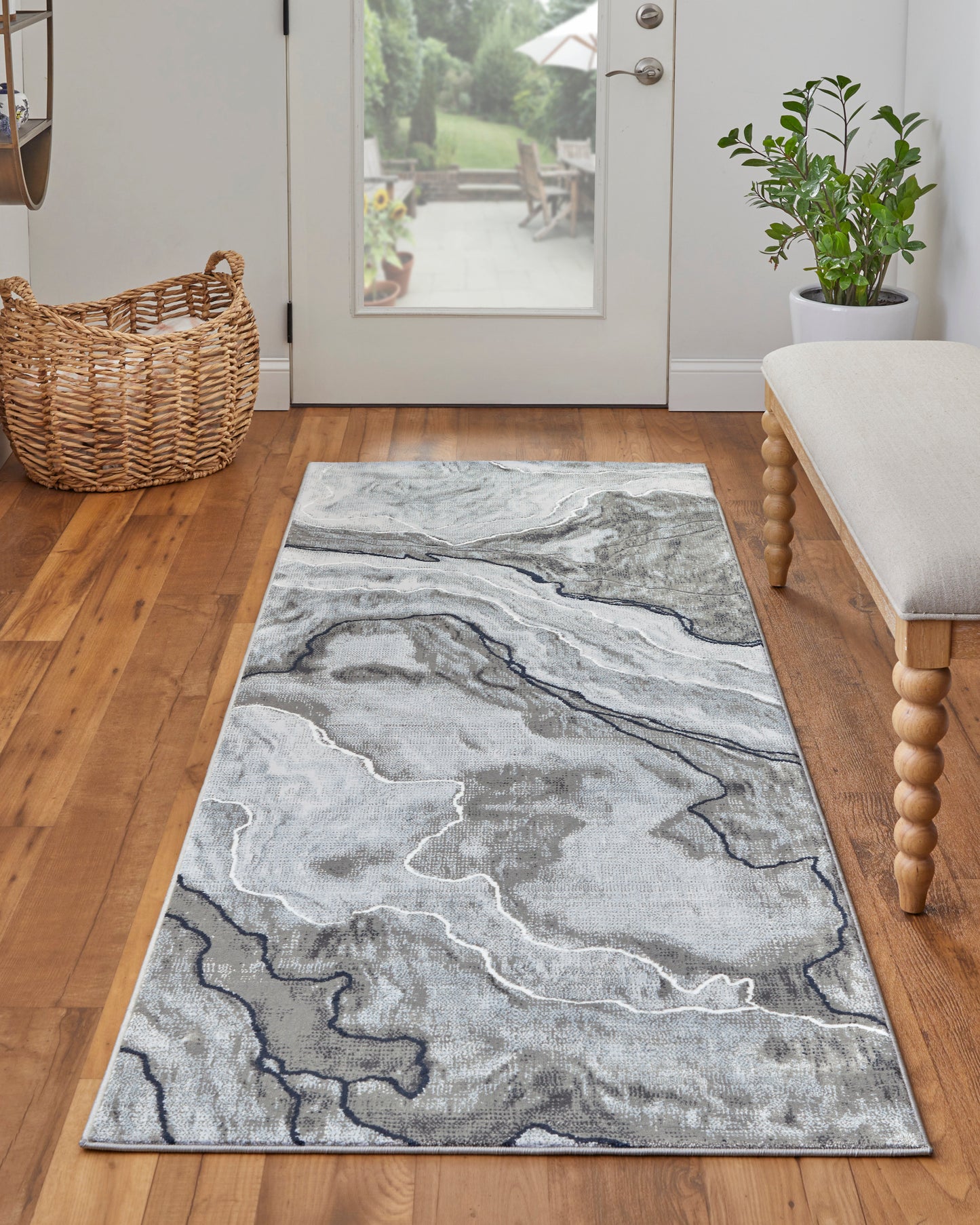 Gaspar Modern/Industrial/Casual Taupe/Gray/Blue Runner  Feizy Rugs Small Parcel,Feizy Rugs,Gaspar,Taupe/Gray/Blue,2'10" x 8',Runner,Polypropylene/Polyester,Modern/Industrial/Casual,Turkey