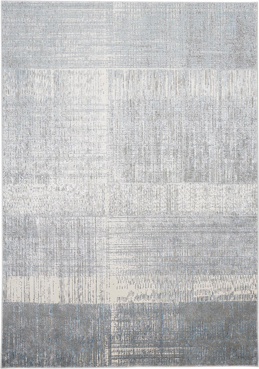 Azure Modern/Casual/Industrial White/Gray/Blue Accent Rug