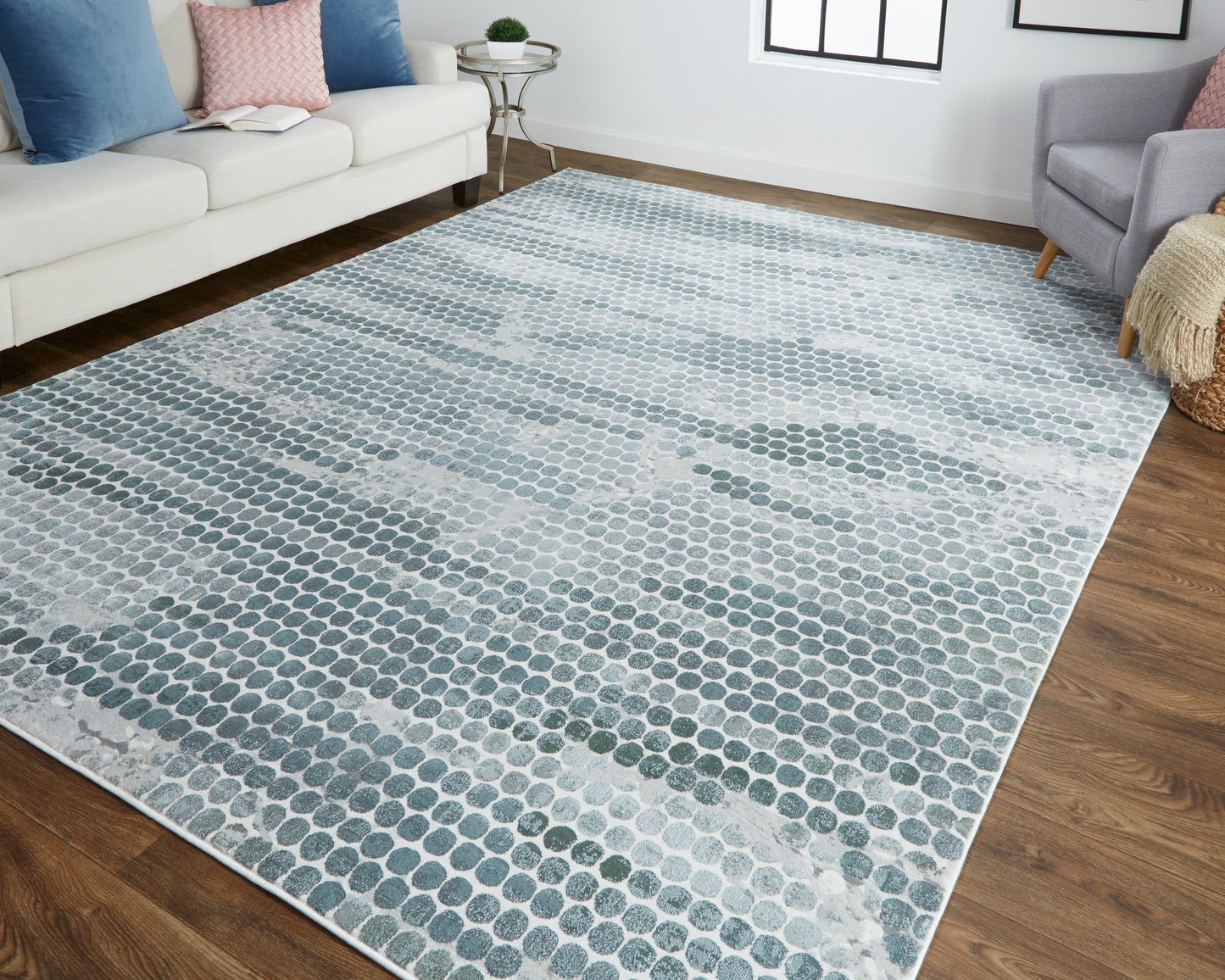 Atwell Transitional/Industrial/Farmhouse Blue/Gray Accent Rug