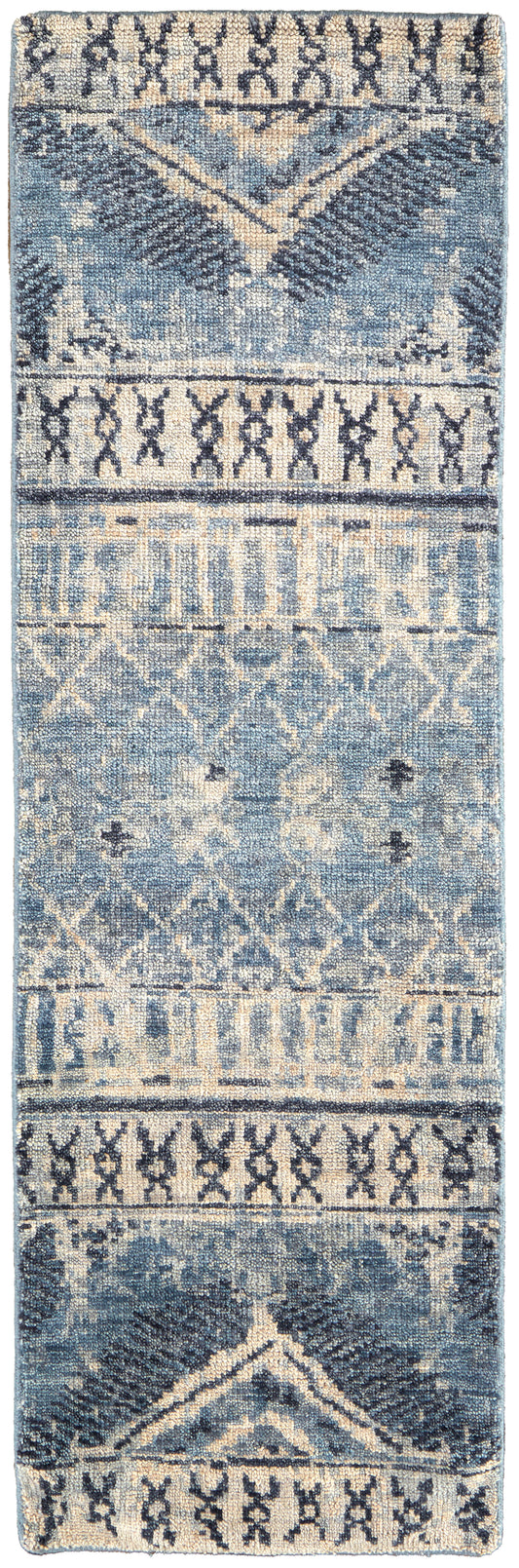 Palomar Transitional/Farmhouse/Casual Blue/Gray/Ivory Runner  Feizy Rugs Small Parcel,Feizy Rugs,Palomar,Blue/Gray/Ivory,2'6" x 8',Runner,Wool,Transitional/Farmhouse/Casual,India