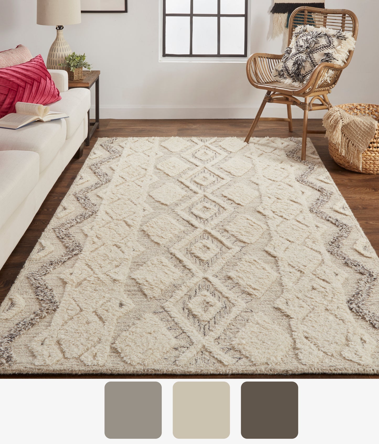 Anica Transitional/Natural/Bohemian & Eclectic Ivory/Taupe/Gray Accent Rug