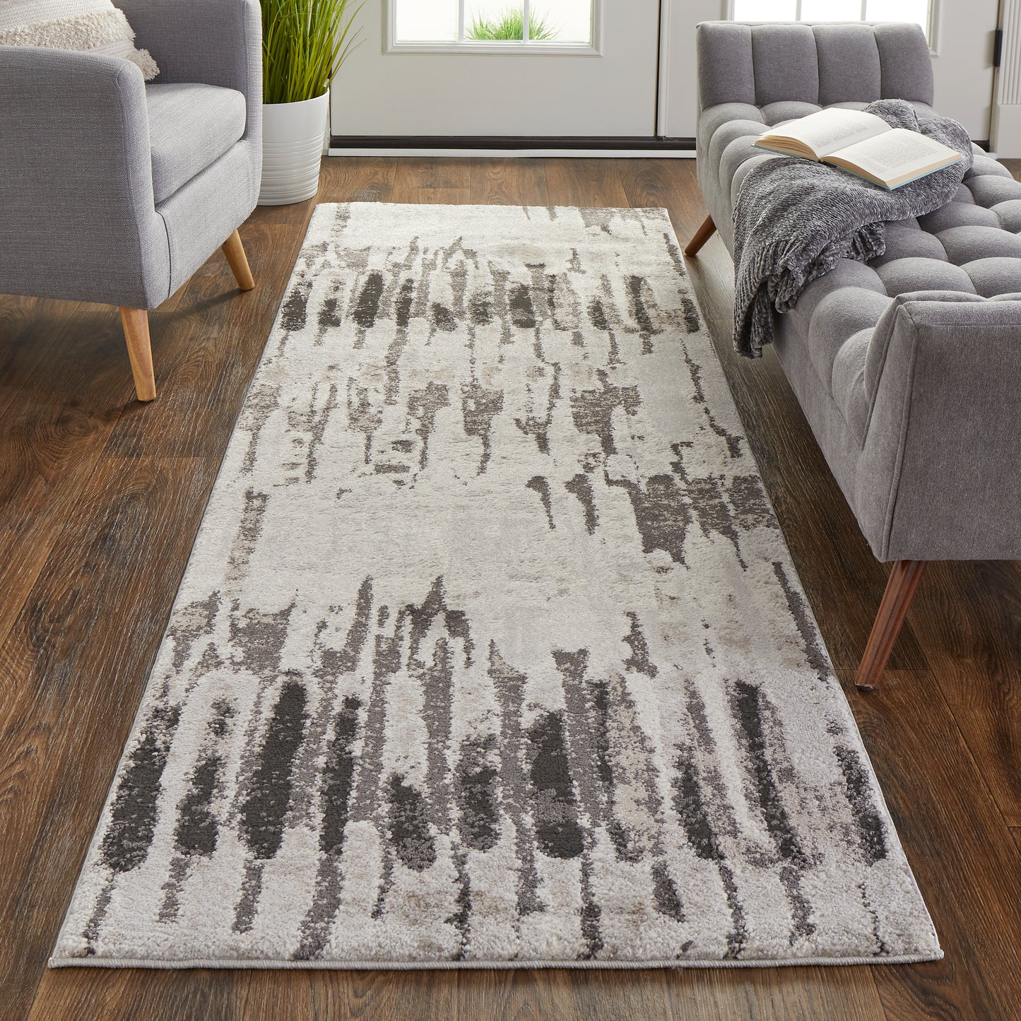 Vancouver Modern/Bohemian & Eclectic Ivory/Brown/Gray Runner  Feizy Rugs Small Parcel,Feizy Rugs,Vancouver,Ivory/Brown/Gray,2'10" x 7'10",Runner,Polypropylene/Polyester,Modern/Bohemian & Eclectic,Turkey