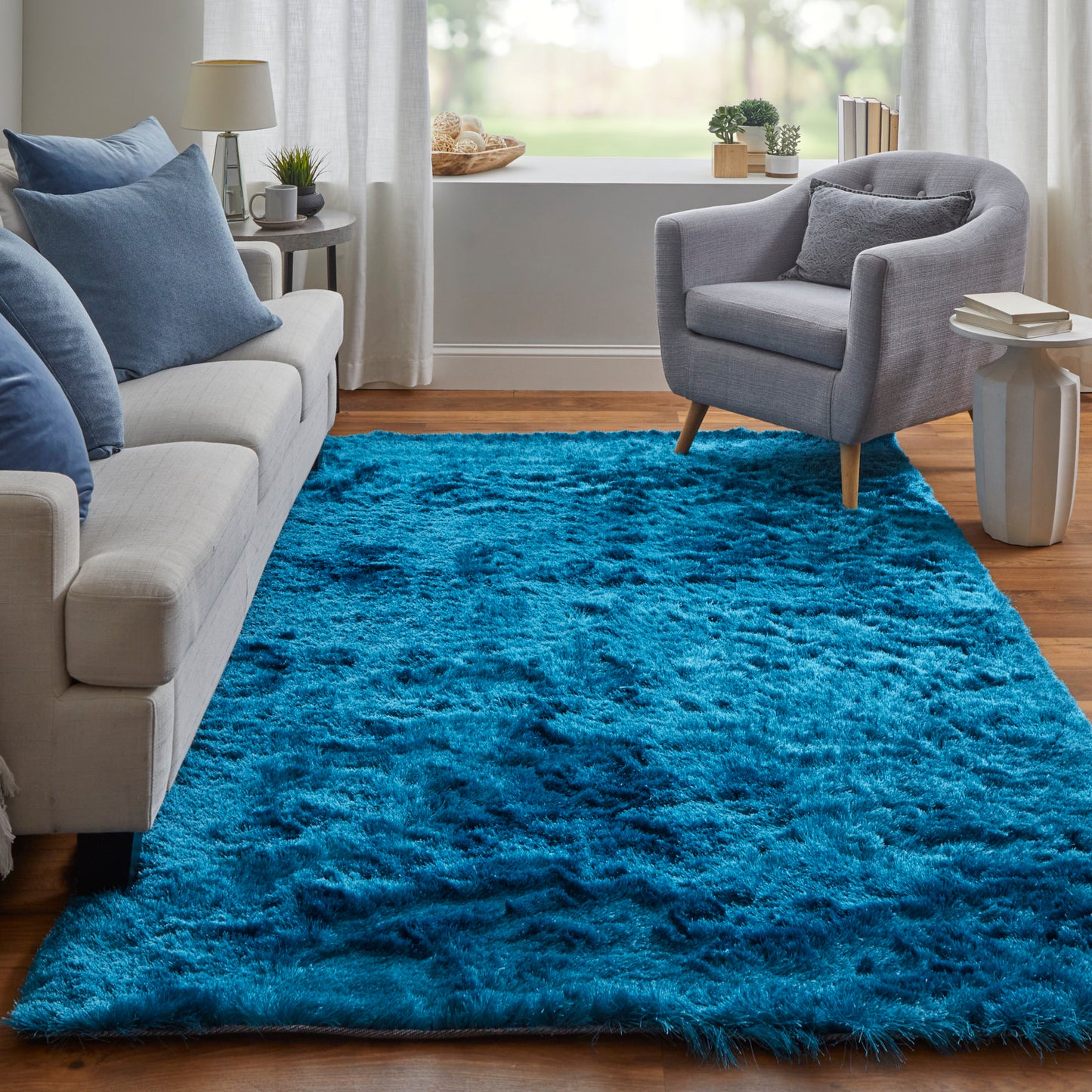 Indochine Modern/Luxury & Glam/Casual Blue Accent Rug  Feizy Rugs Small Parcel,Feizy Rugs,Indochine,Blue,3'6" x 5'6",Accent Rug,Polyester,Modern/Luxury & Glam/Casual,China