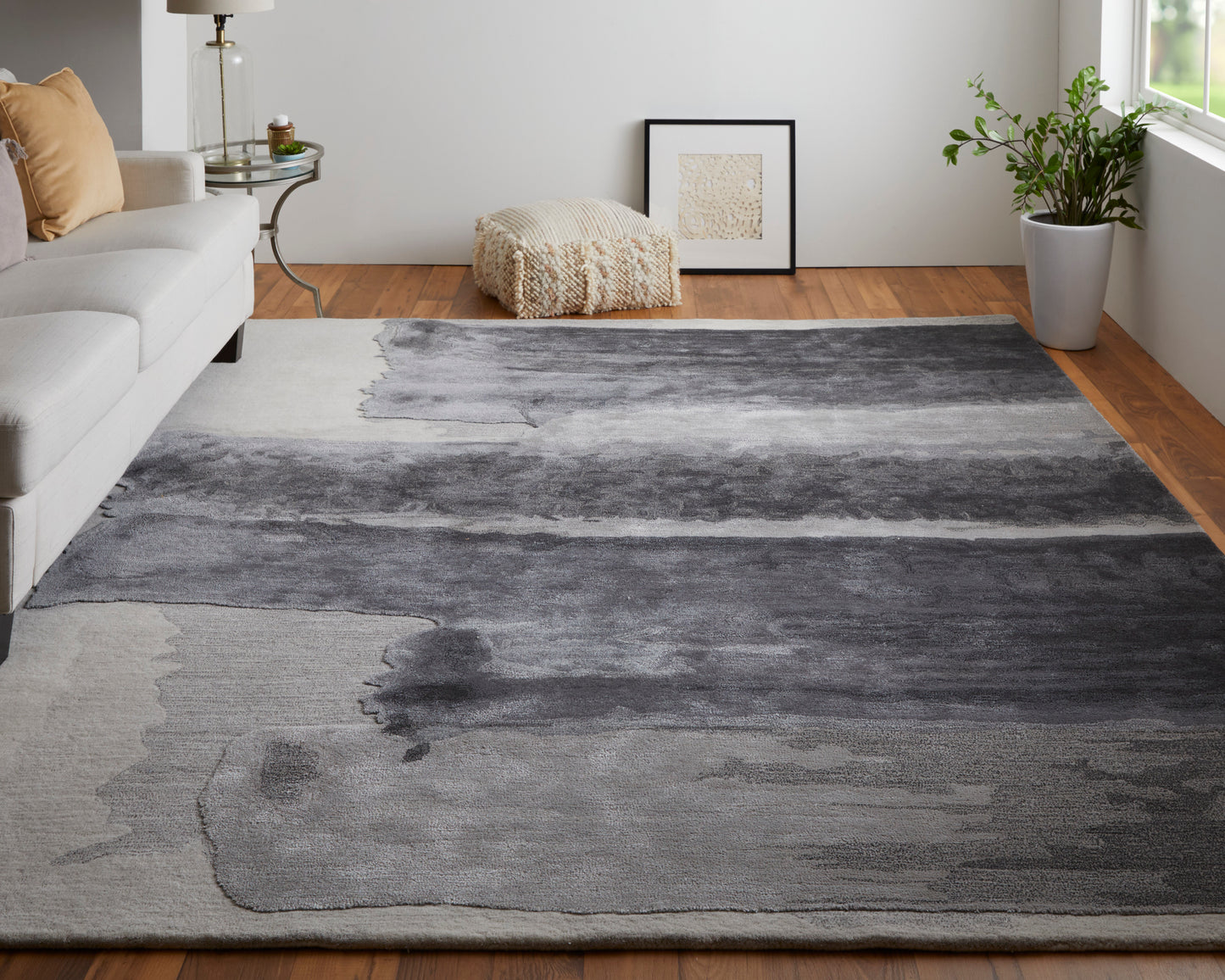 Anya Transitional/Industrial/Casual Gray/Blue/Ivory Accent Rug