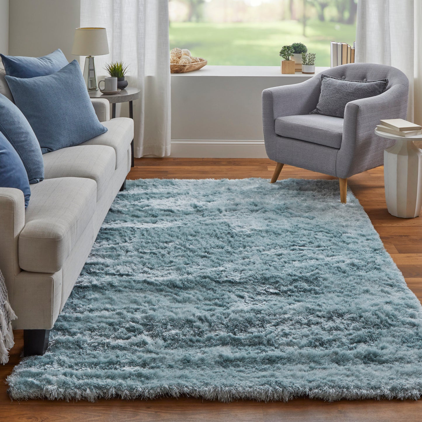 Indochine Modern/Luxury & Glam/Casual Blue/Silver Runner  Feizy Rugs Small Parcel,Feizy Rugs,Indochine,Blue/Silver,2'6" x 6',Runner,Polyester,Modern/Luxury & Glam/Casual,China