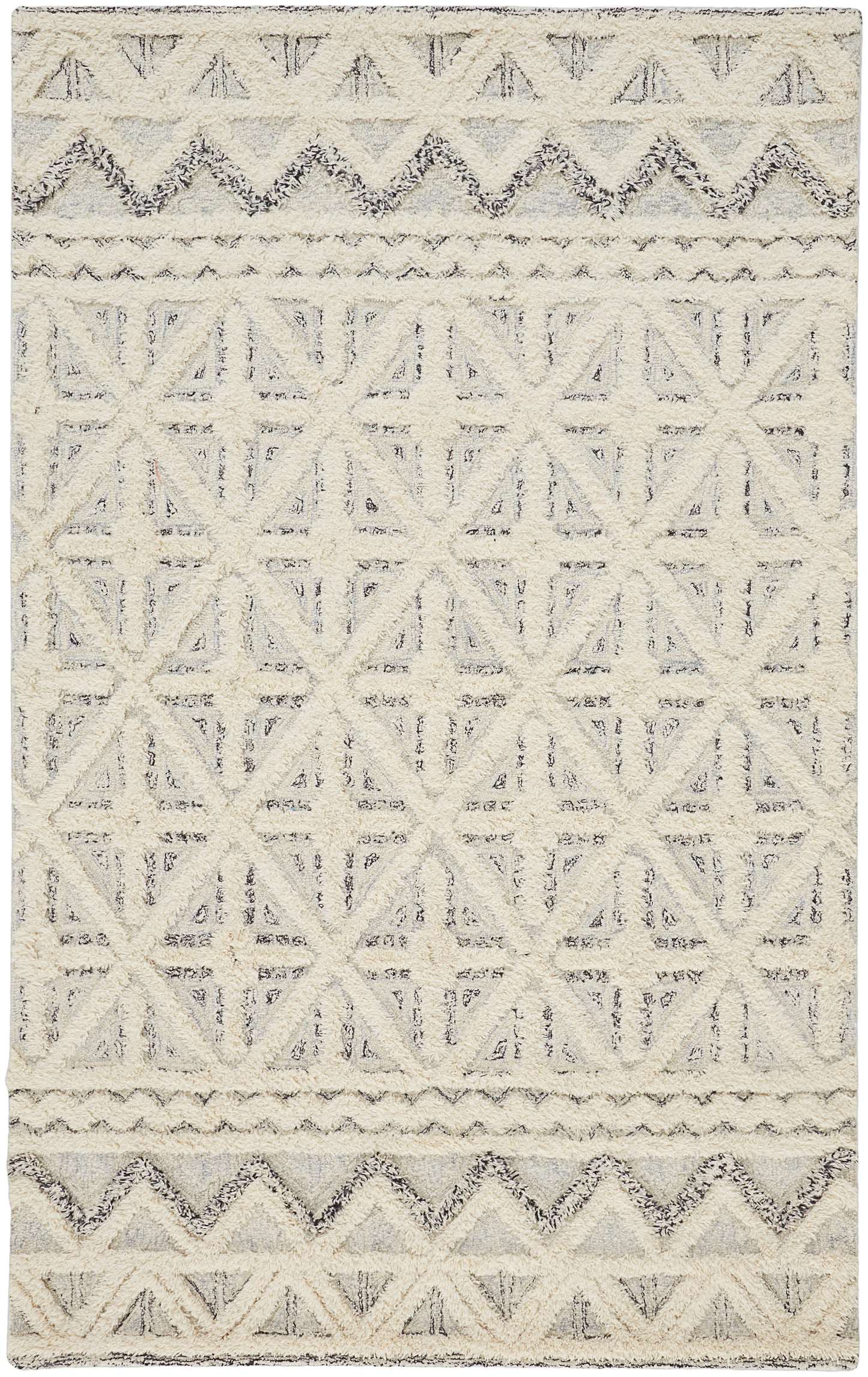 Anica Transitional/Moroccan/Global Ivory/Black Area Rug