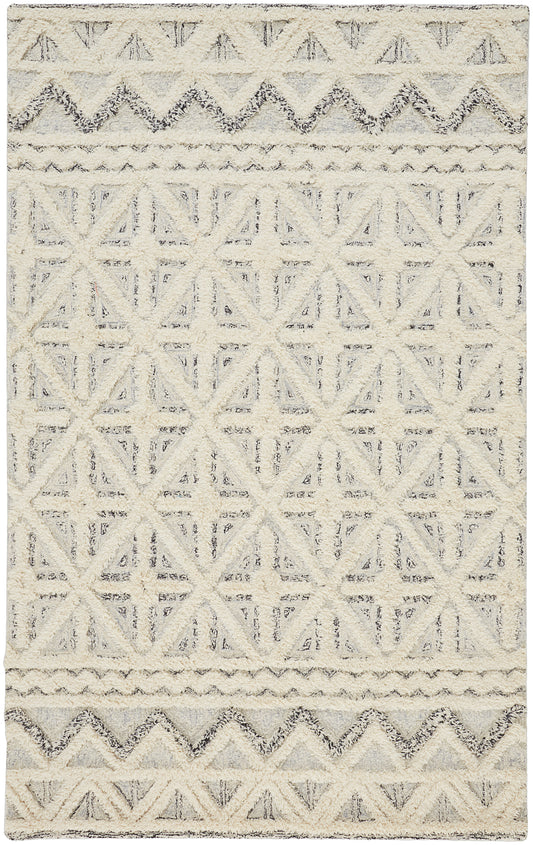 Anica Transitional/Moroccan/Global Ivory/Black Area Rug