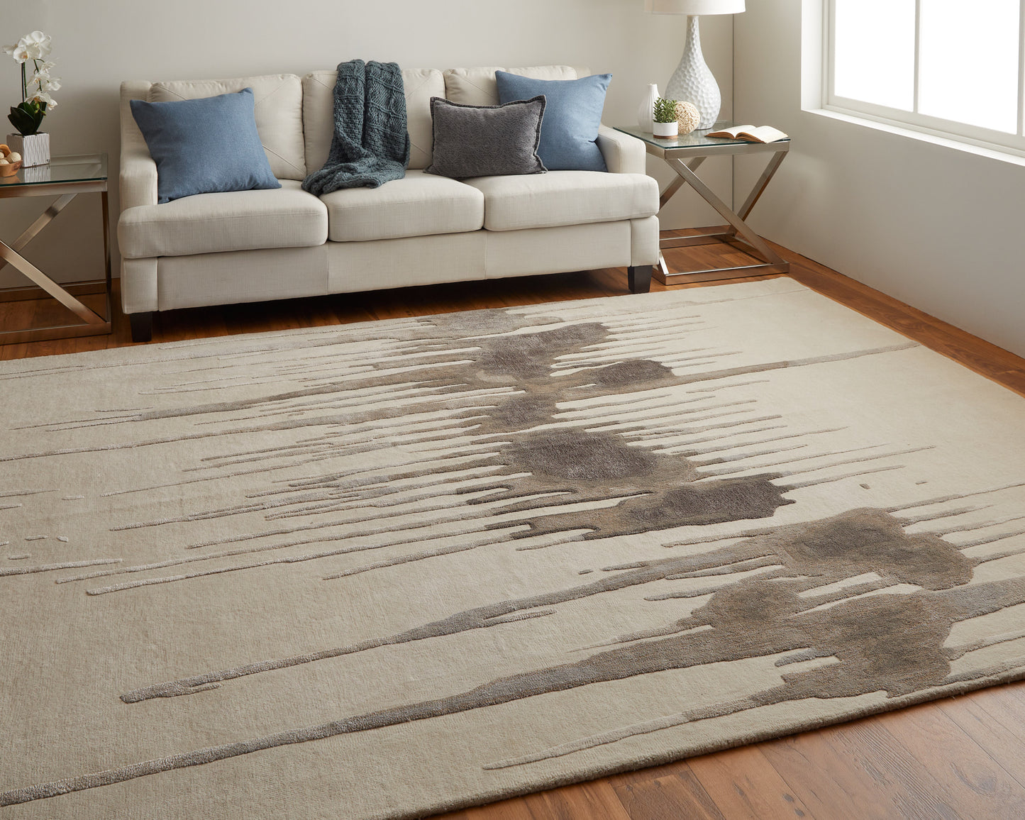 Anya Transitional/Industrial/Casual Ivory/Brown/Taupe Accent Rug