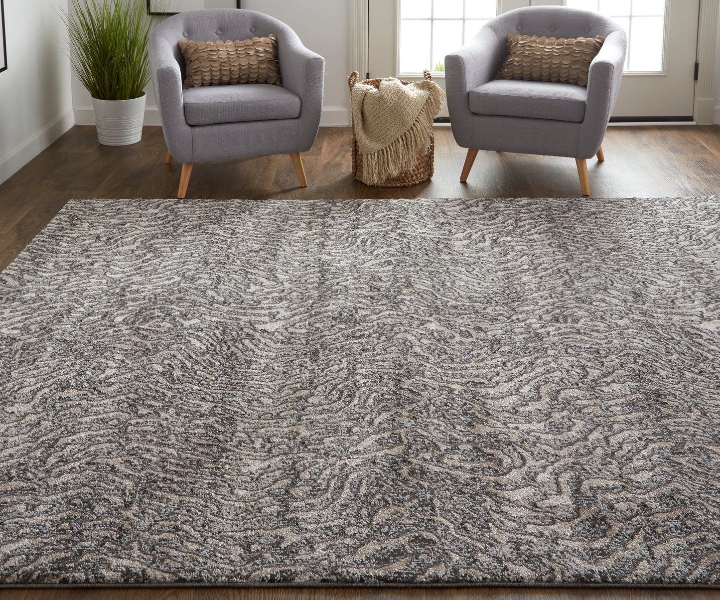 Vancouver Modern/Bohemian & Eclectic Gray/Taupe/Ivory Runner  Feizy Rugs Small Parcel,Feizy Rugs,Vancouver,Gray/Taupe/Ivory,2'10" x 7'10",Runner,Polypropylene/Polyester,Modern/Bohemian & Eclectic,Turkey