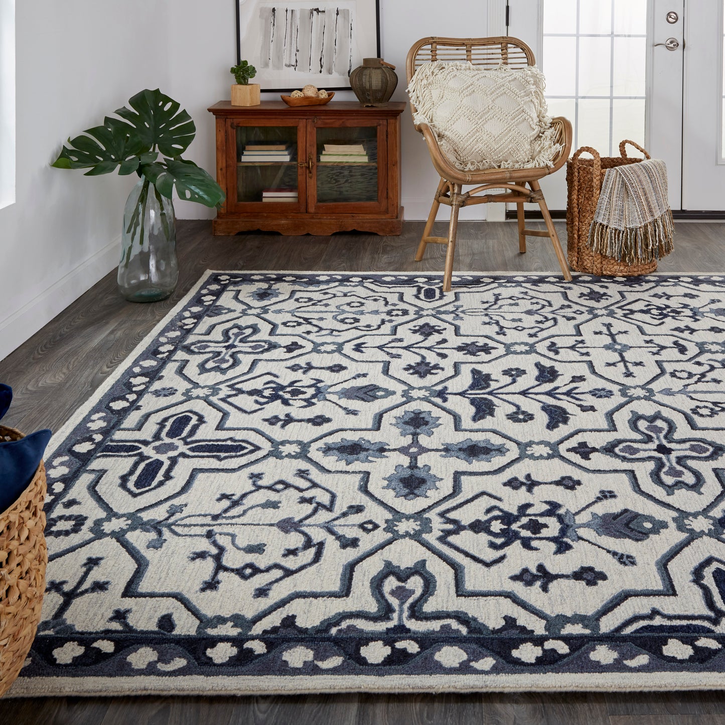 Fallon Traditional/Classic Gray/Blue/Ivory Accent Rug  Feizy Rugs Small Parcel,Feizy Rugs,Fallon,Gray/Blue/Ivory,2' x 3',Accent Rug,Wool,Traditional/Classic,India