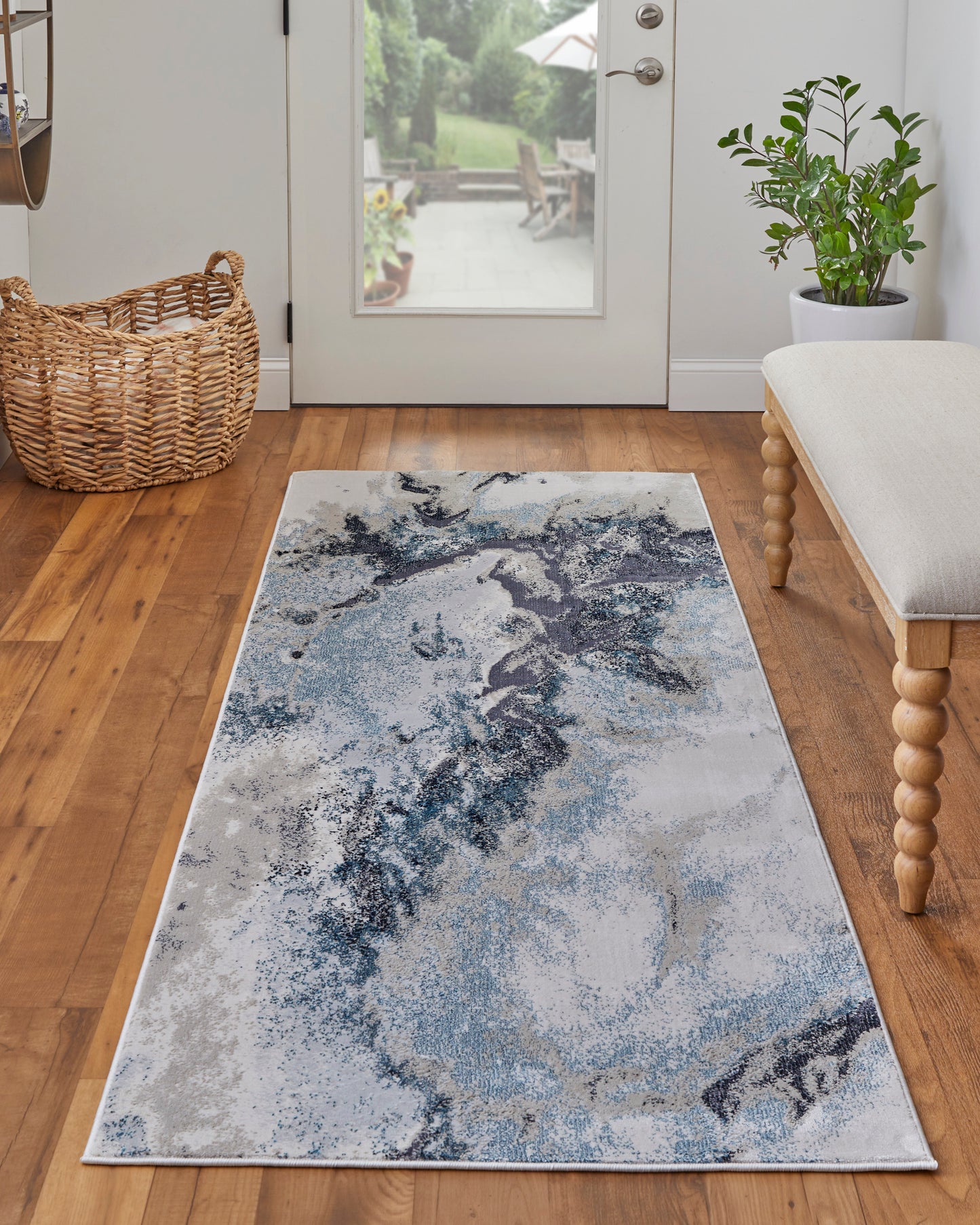 Astra Transitional/Industrial/Casual Blue/Gray/Ivory Runner  Feizy Rugs Small Parcel,Feizy Rugs,Astra,Blue/Gray/Ivory,2'10" x 7'10",Runner,Polyester/Polypropylene,Transitional/Industrial/Casual,Turkey