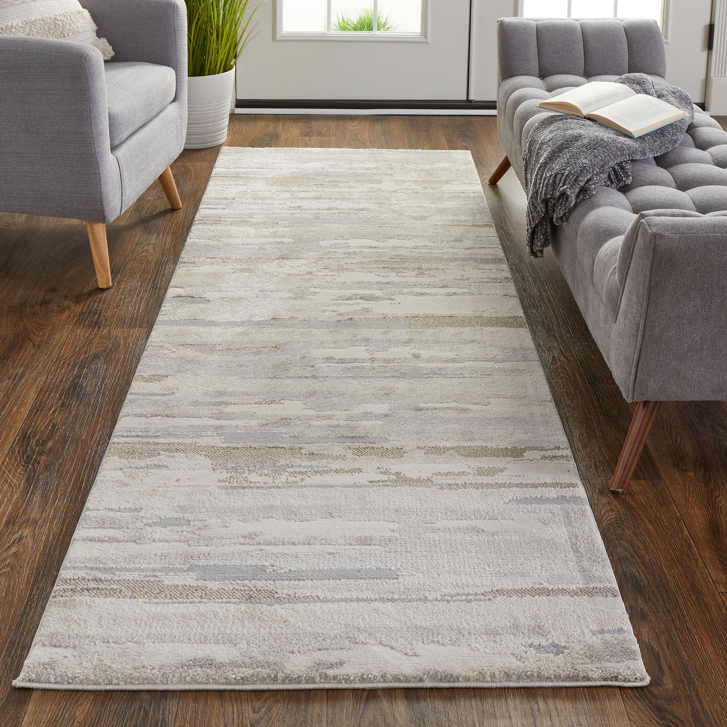 Vancouver Modern/Industrial Ivory/Tan/Brown Runner  Feizy Rugs Small Parcel,Feizy Rugs,Vancouver,Ivory/Tan/Brown,2'10" x 7'10",Runner,Polypropylene/Polyester,Modern/Industrial,Turkey