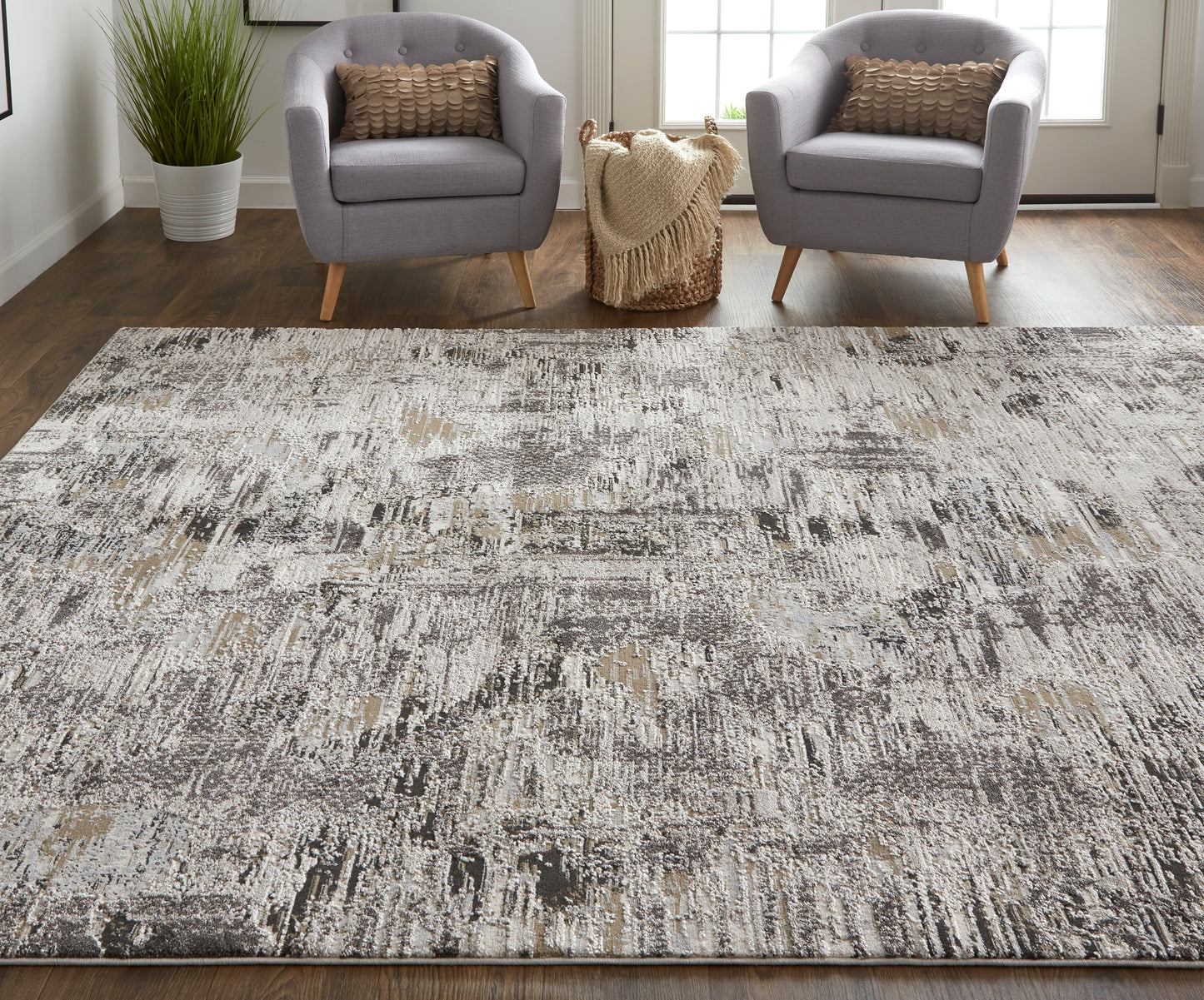 Vancouver Modern/Industrial Ivory/Gray/Brown Runner  Feizy Rugs Small Parcel,Feizy Rugs,Vancouver,Ivory/Gray/Brown,2'10" x 7'10",Runner,Polypropylene/Polyester,Modern/Industrial,Turkey