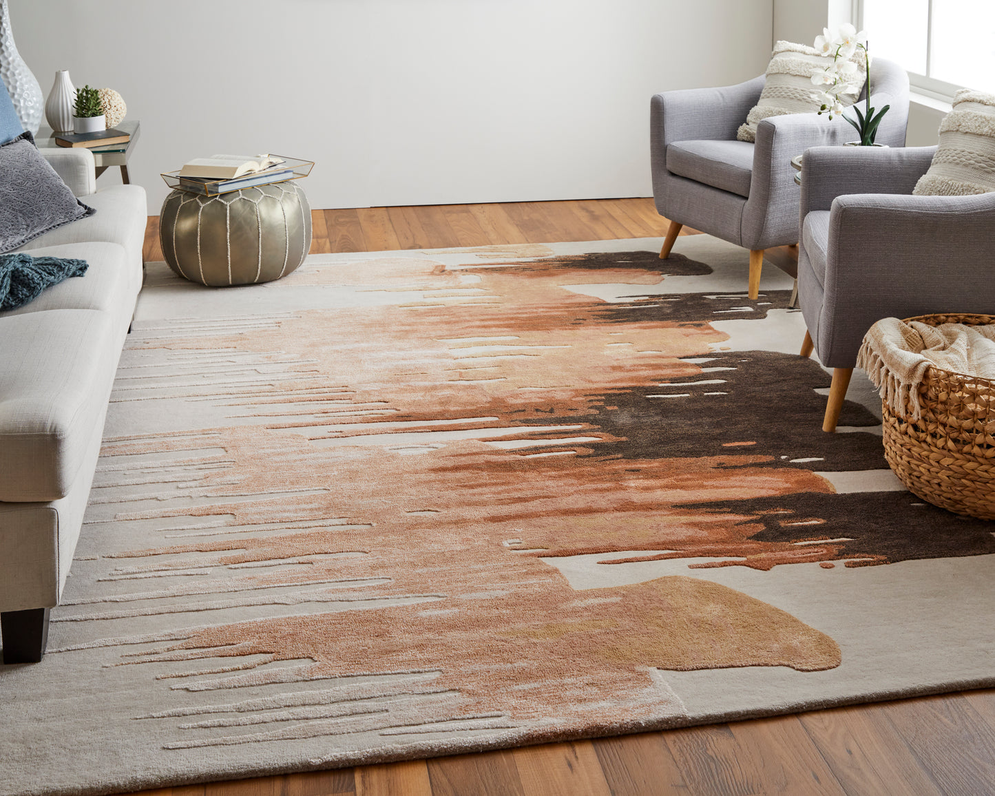 Anya Transitional/Industrial/Casual Red/Brown/Orange Accent Rug