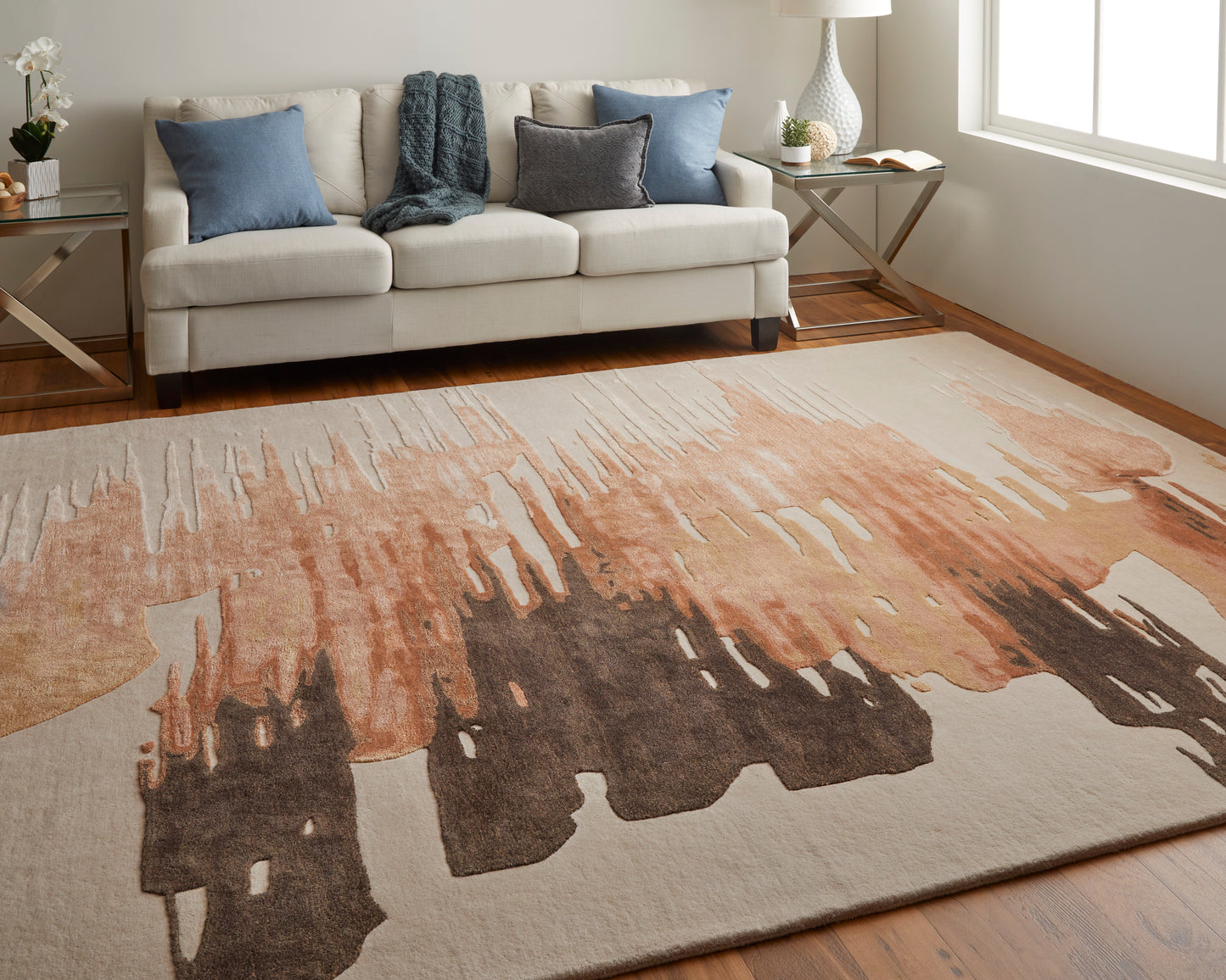 Anya Transitional/Industrial/Casual Red/Brown/Orange Accent Rug