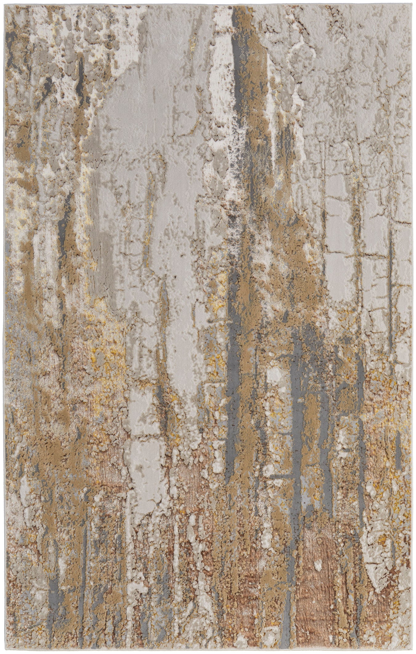 Aura Modern/Casual/Industrial Ivory/Gold/Brown Accent Rug