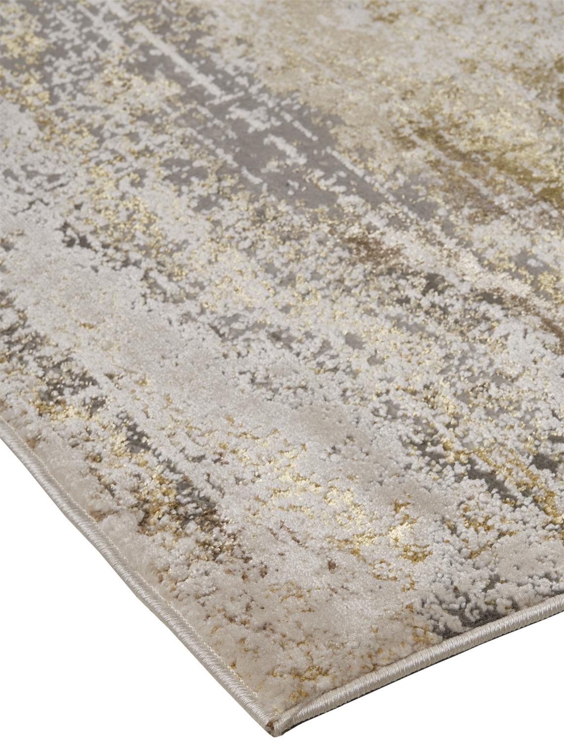 Aura Modern/Industrial Gold/Gray/Ivory Runner  Feizy Rugs Small Parcel,Feizy Rugs,Aura,Gold/Gray/Ivory,2'10" x 7'10",Runner,Polyester/Polypropylene,Modern/Industrial,Turkey