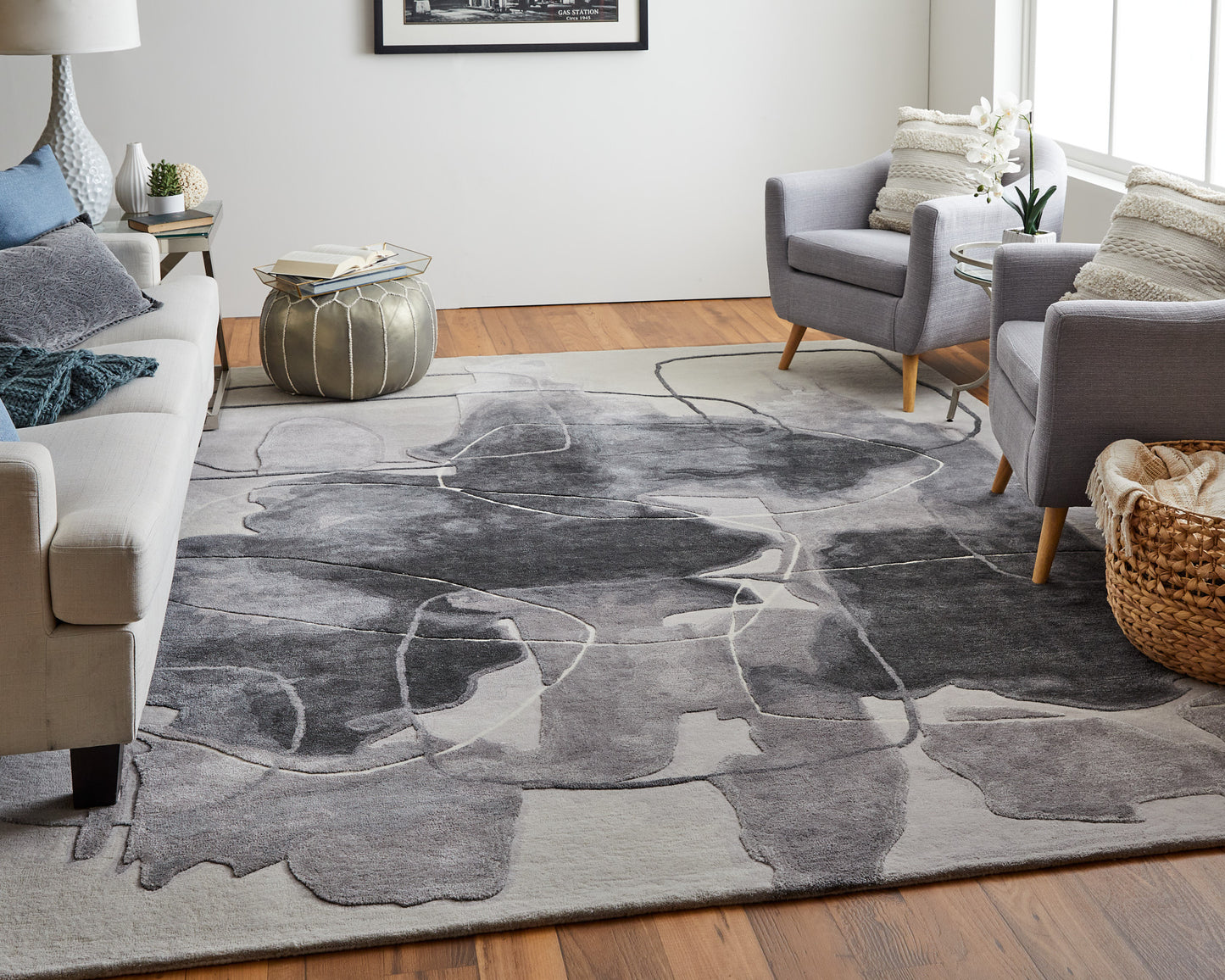 Anya Transitional/Industrial/Casual Ivory/Gray/Taupe Accent Rug