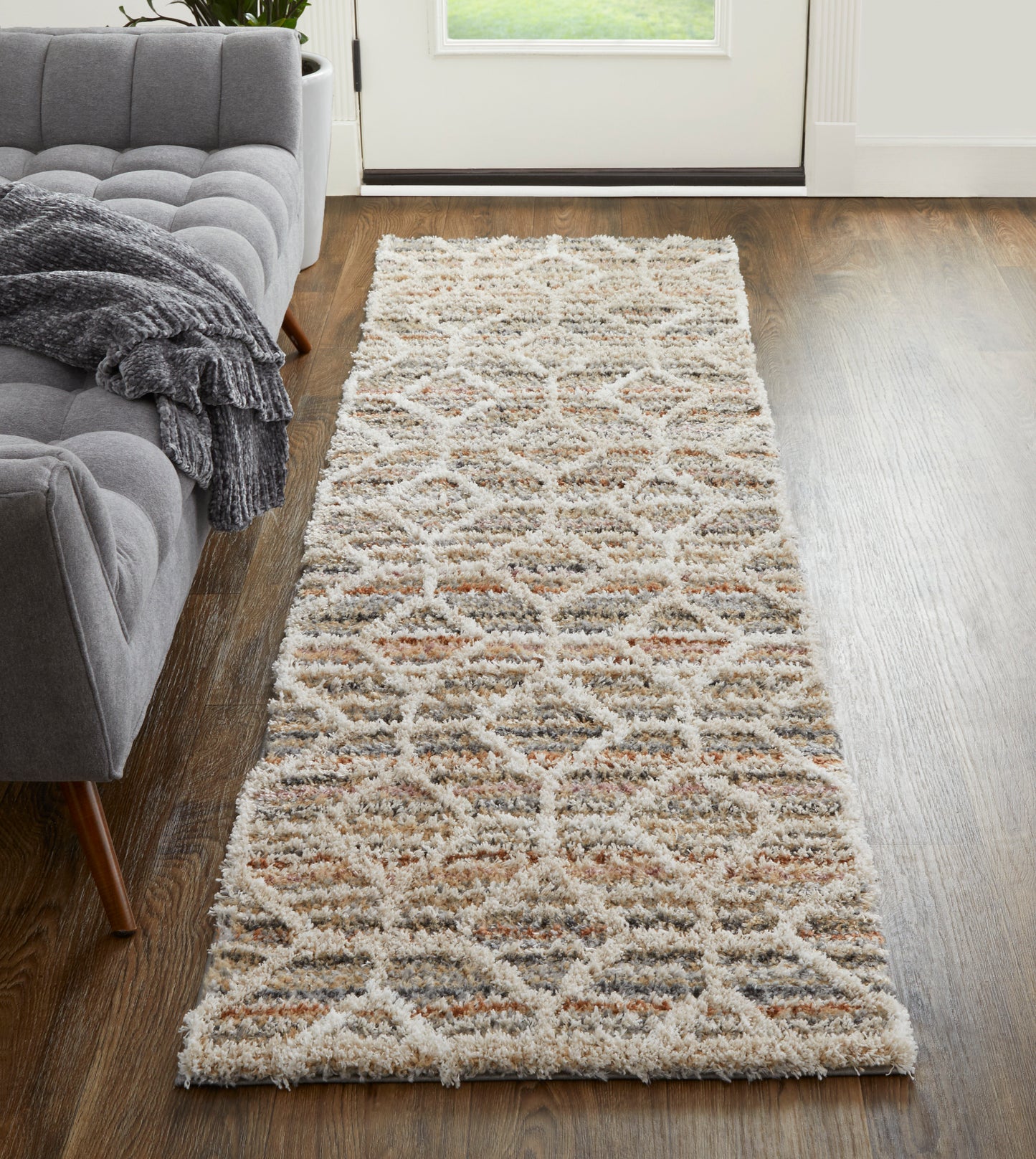 Mynka Transitional/Bohemian & Eclectic/Farmhouse Tan/Taupe/Ivory Runner  Feizy Rugs Small Parcel,Feizy Rugs,Mynka,Tan/Taupe/Ivory,2'6" x 8',Runner,Polyester,Transitional/Bohemian & Eclectic/Farmhouse,Turkey