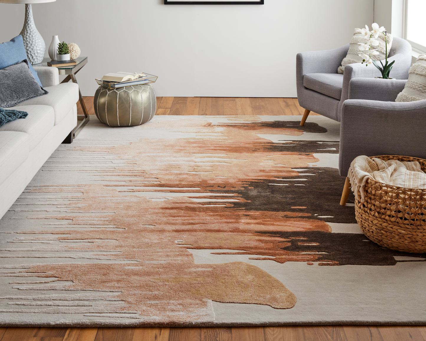 Anya Transitional/Industrial/Casual Red/Brown/Orange Accent Rug